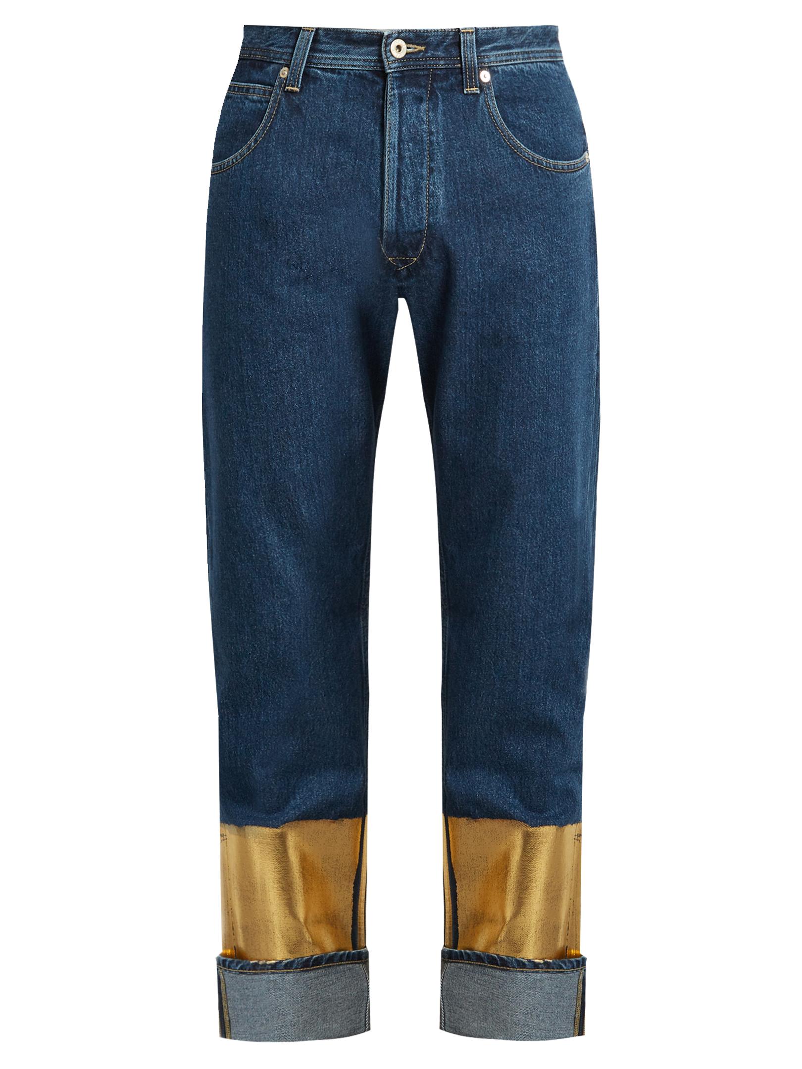 Lyst Loewe Printedcuff Straightleg Jeans in Blue for Men