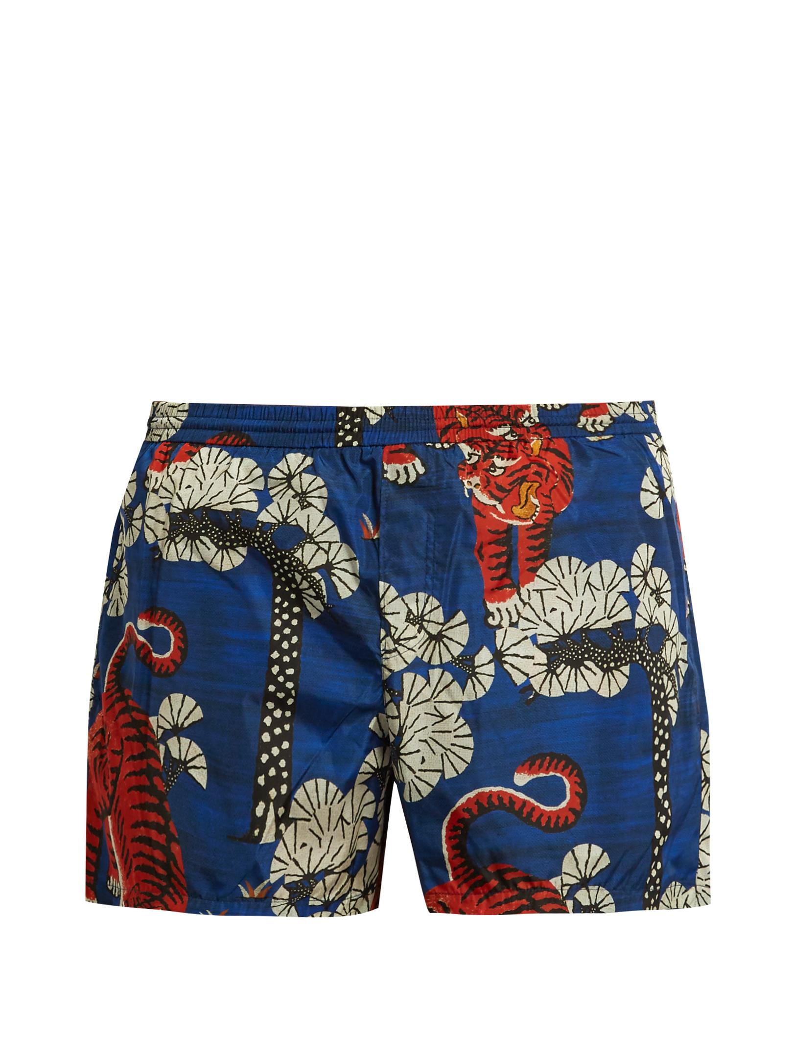 Gucci Bengal-print Swim Shorts in Blue for Men - Lyst
