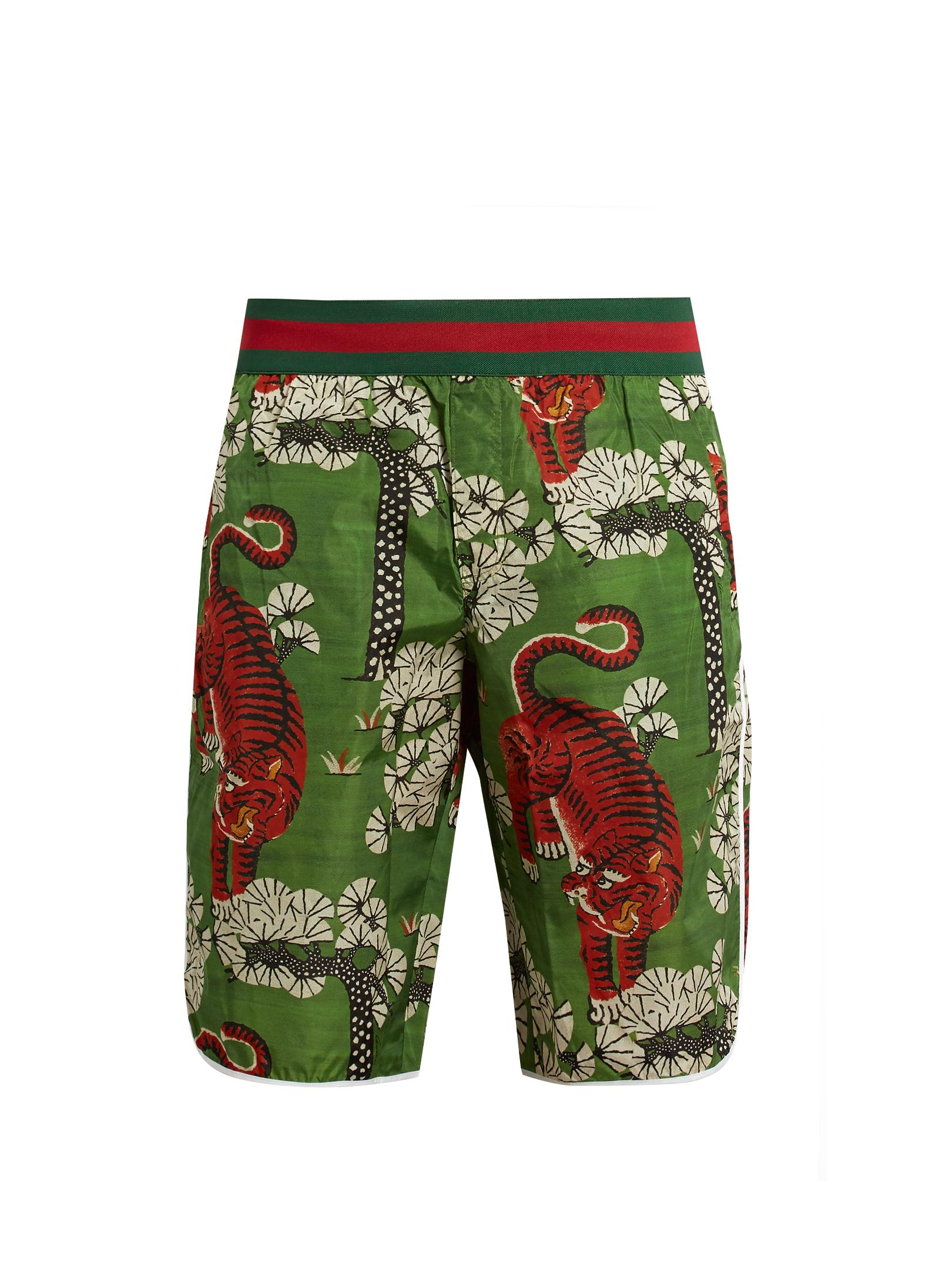 Lyst Gucci Bengal Print Swim Shorts in Green for Men