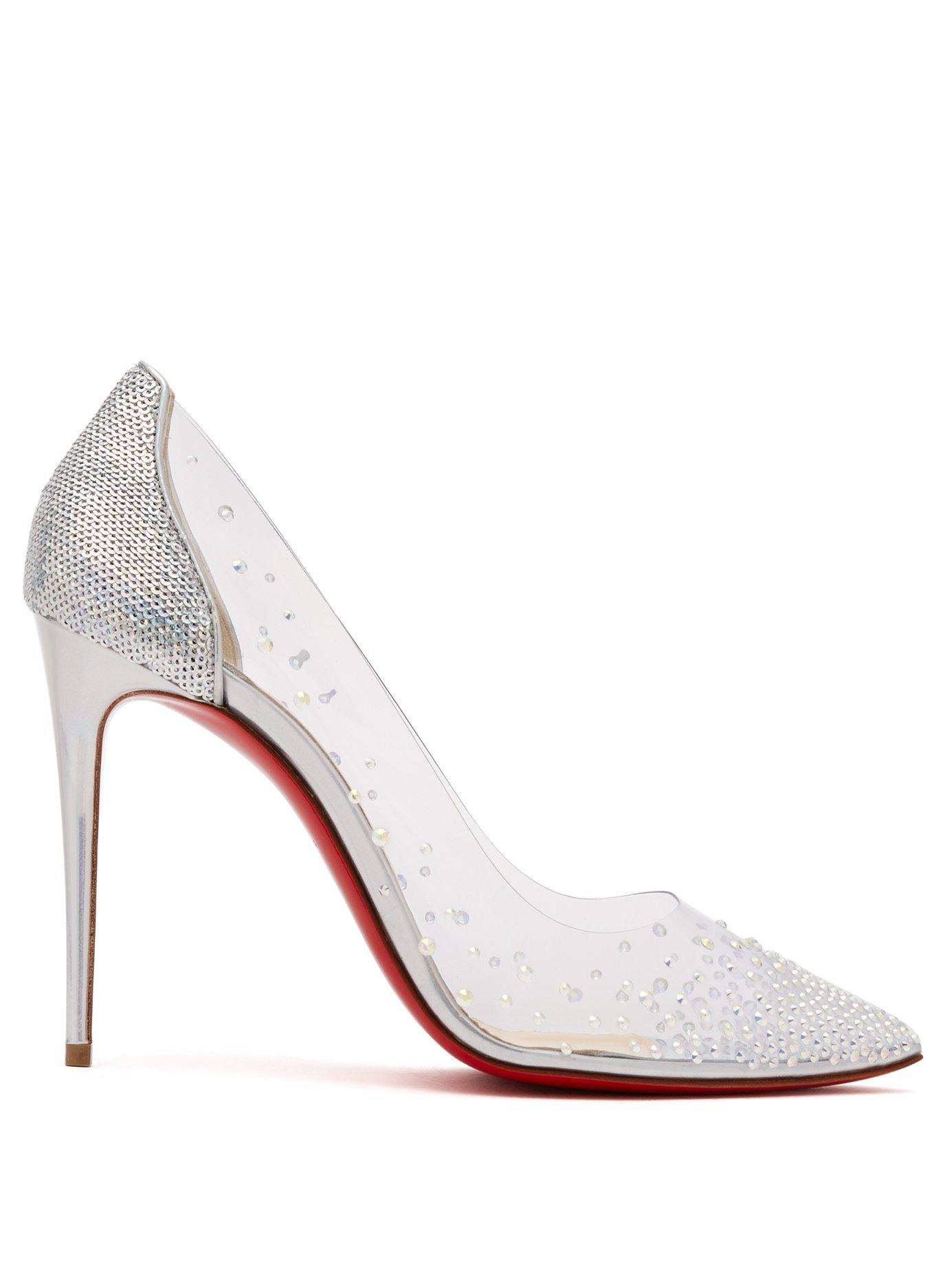 christian louboutin degrastrassita embellished pvc & leather pumps
