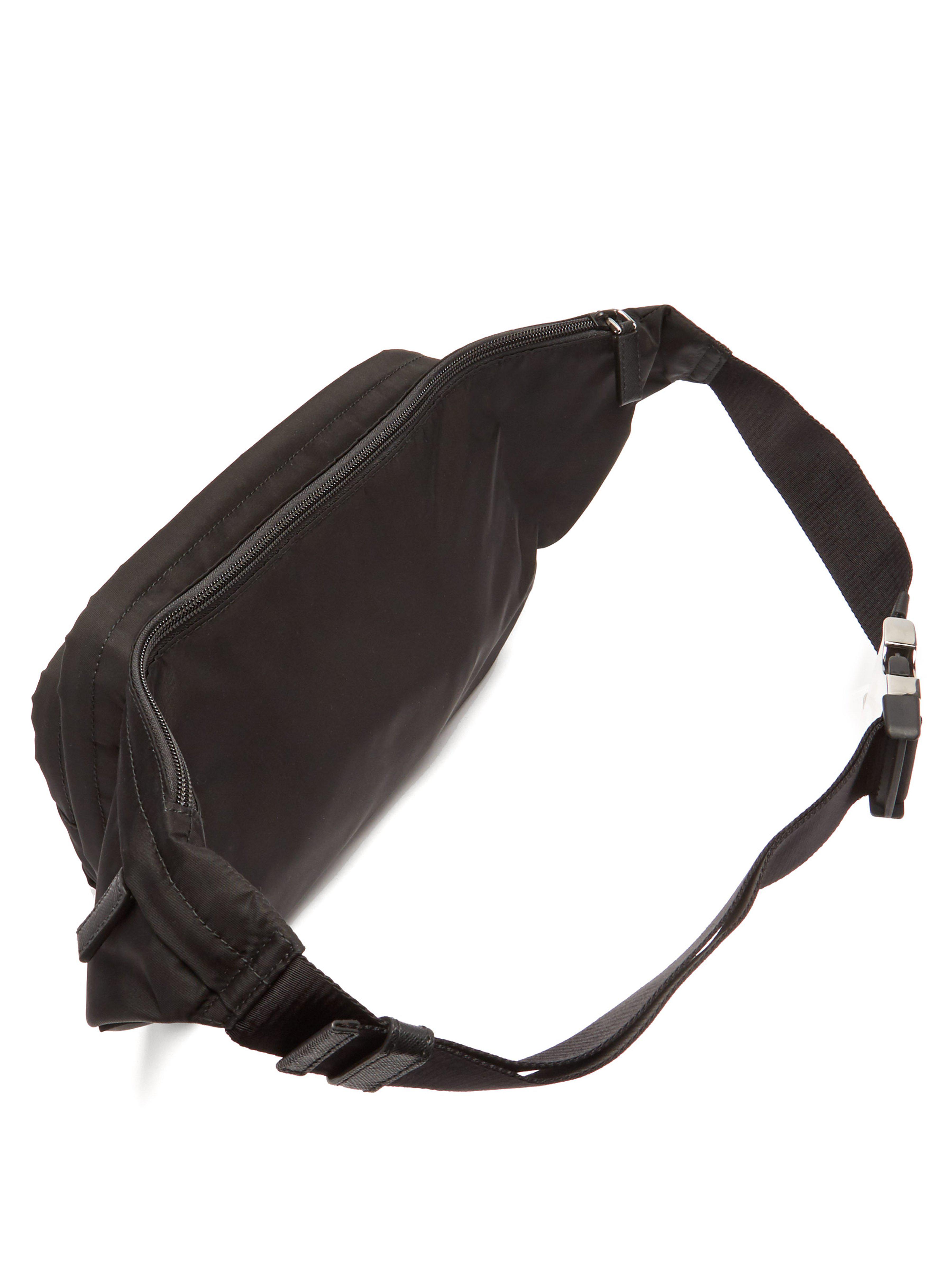 Prada Synthetic Logo Plaque Nylon Belt Bag in Black for Men - Lyst