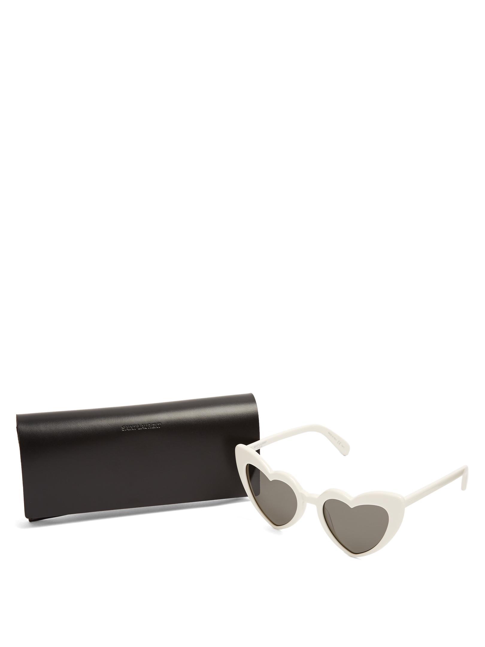 Lyst Saint Laurent Loulou Heart Frame Acetate Sunglasses In White 