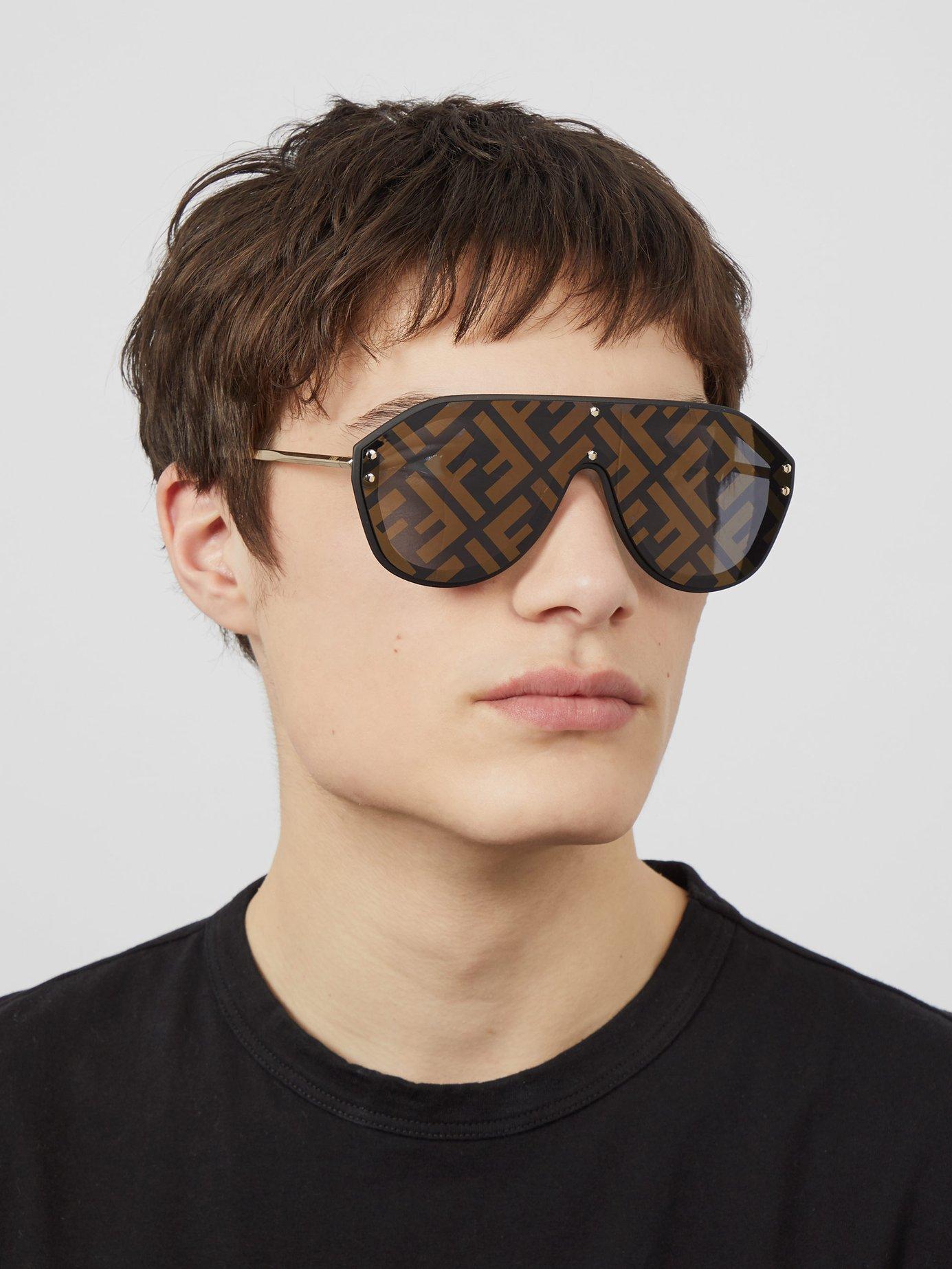 Fendi Ff Logo Aviator Sunglasses for Men - Lyst