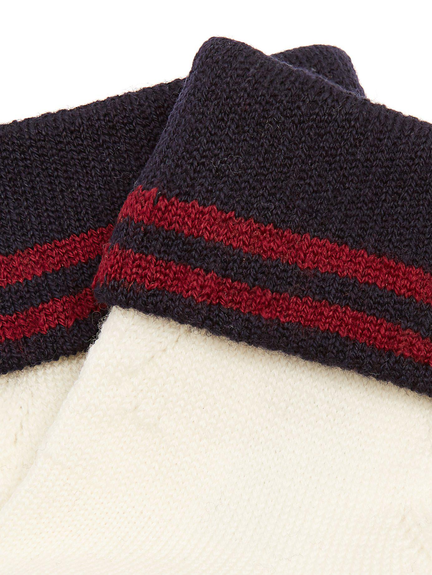 Miu Miu Striped Pointelle Stretch Wool Ankle Socks - Lyst