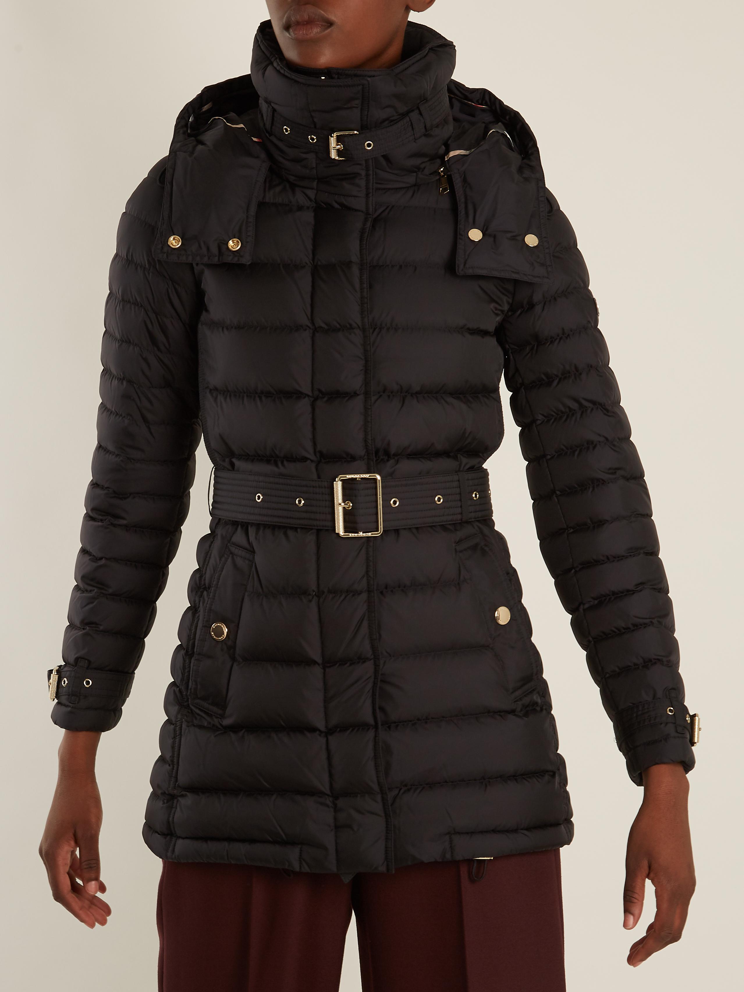 Burberry Harrowden Belted Quilted Down Coat in Black Lyst