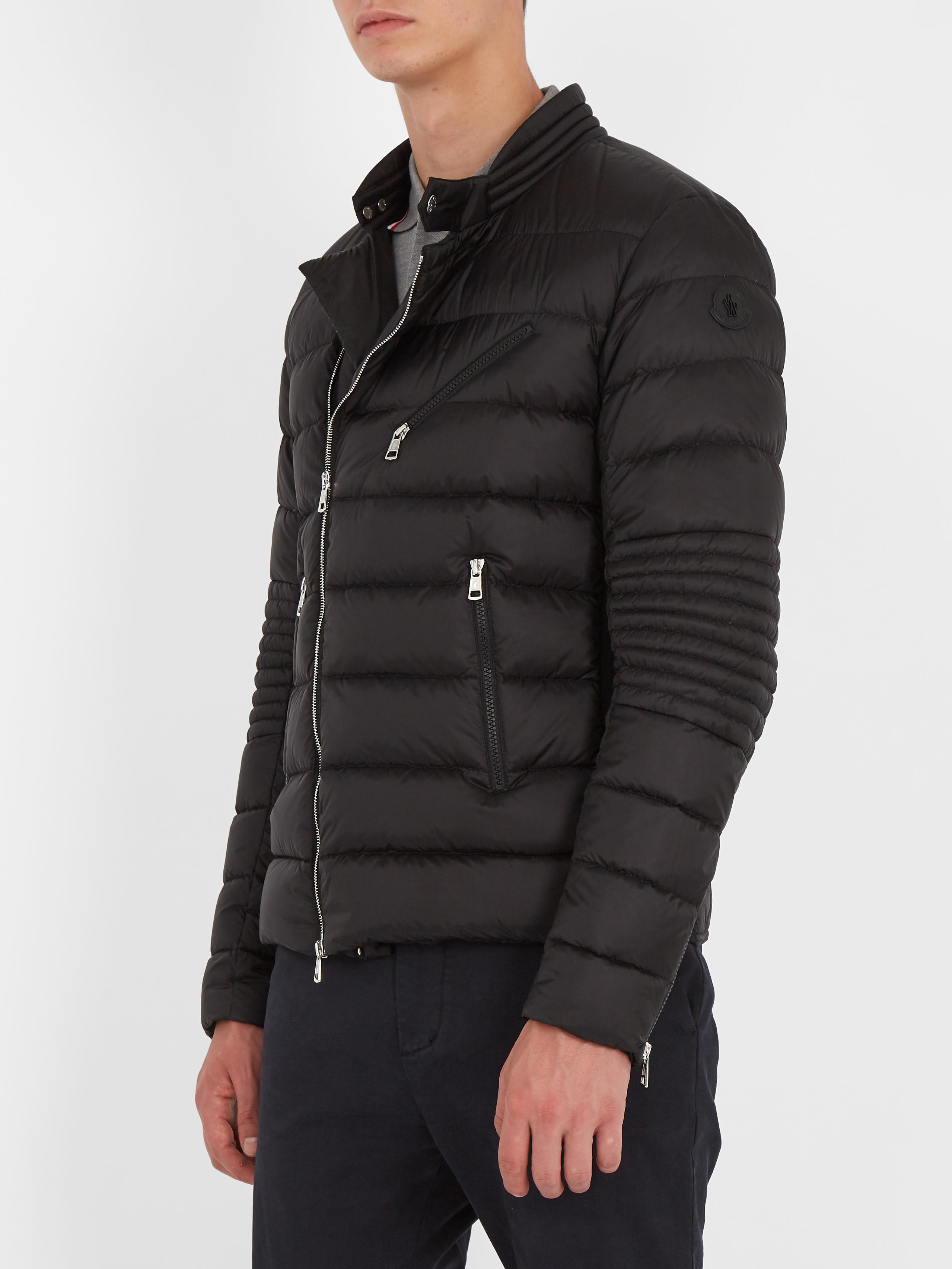 Lyst - Moncler Aubin Down Biker Jacket in Black for Men