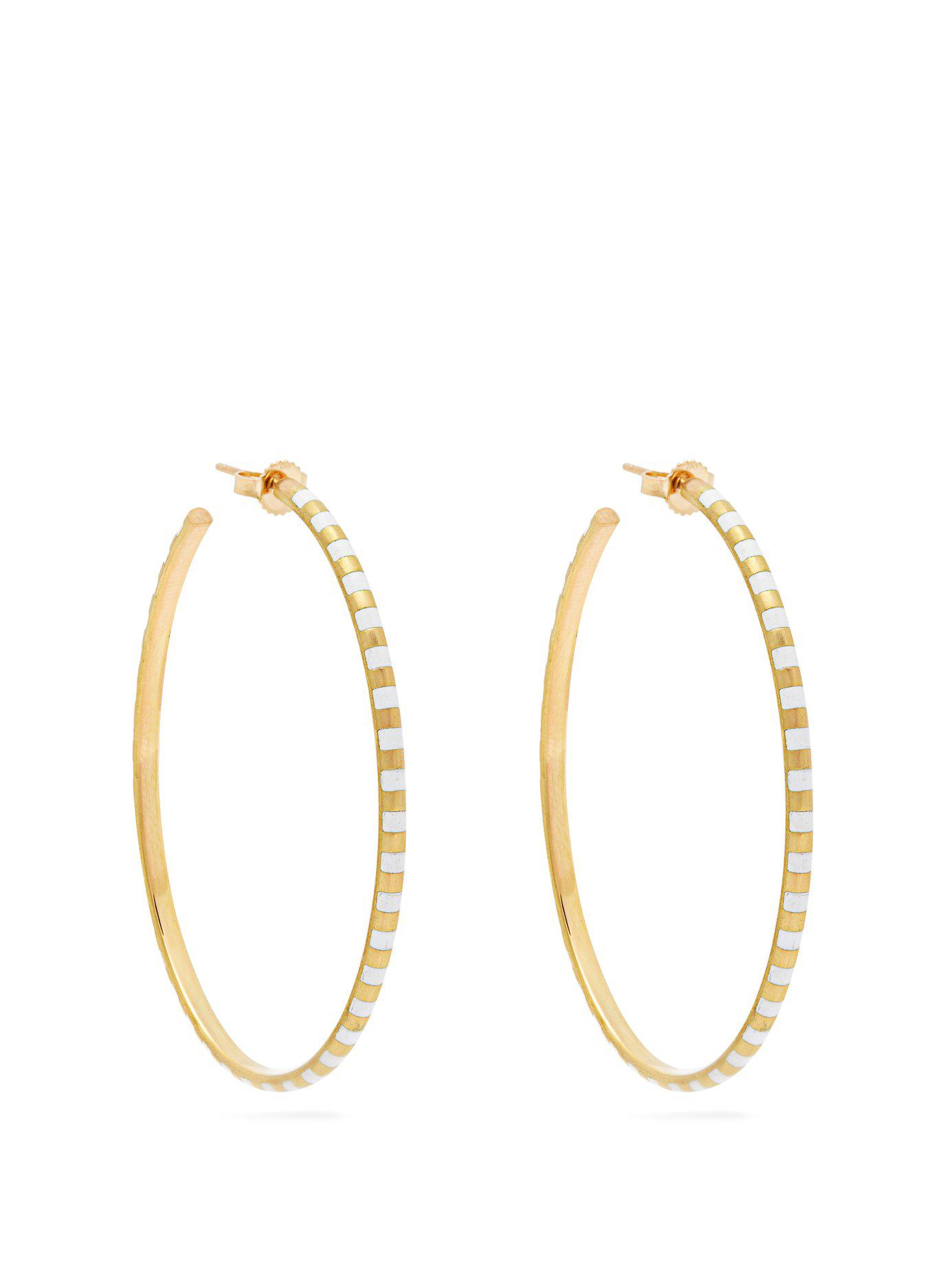 Lyst Marc Alary 18kt Gold And White Enamel Hoop Earrings In Metallic Marc Alary Women S Metallic 18kt Gold And White Enamel Hoop Earrings