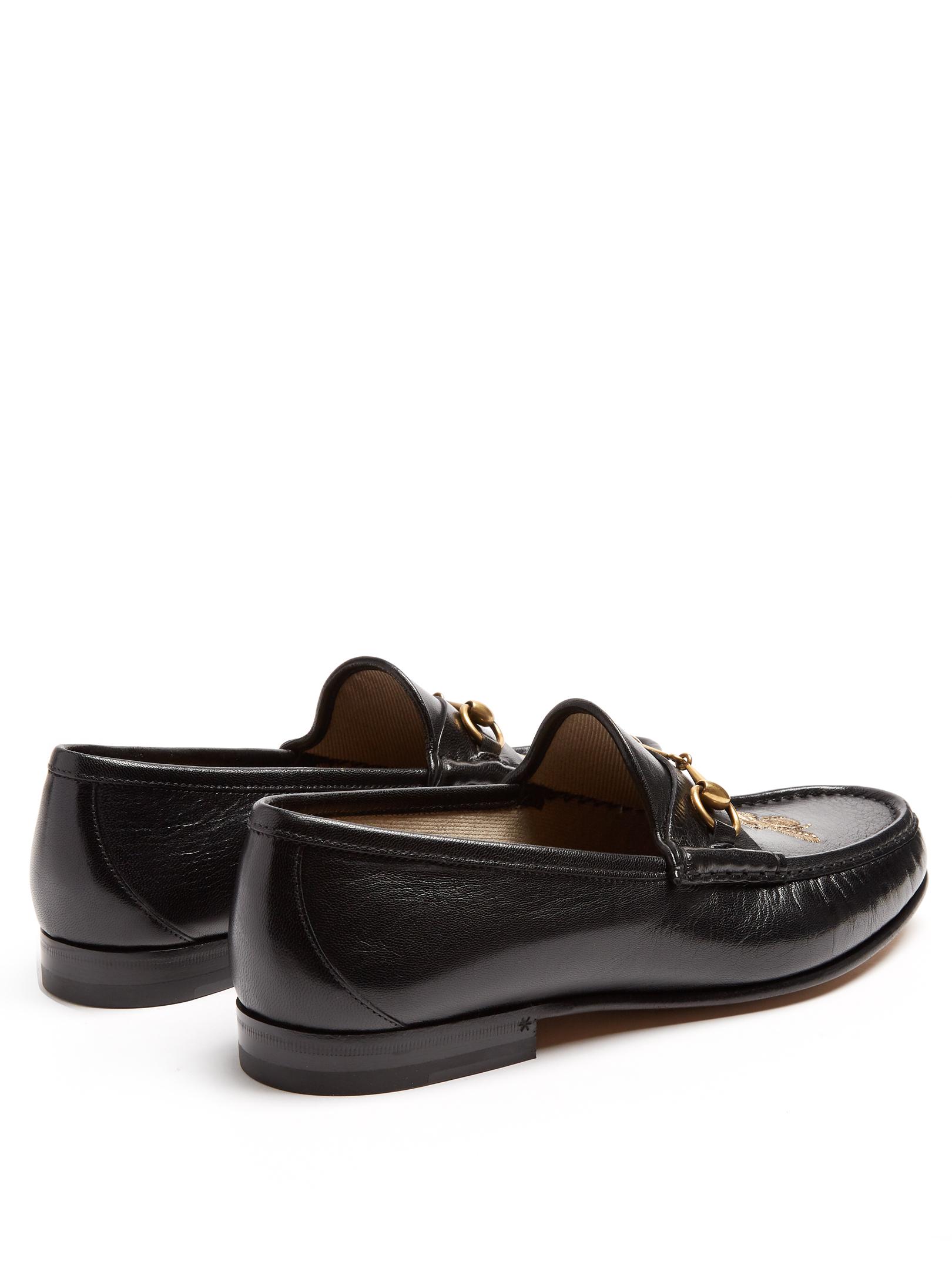 leather loafer with bee