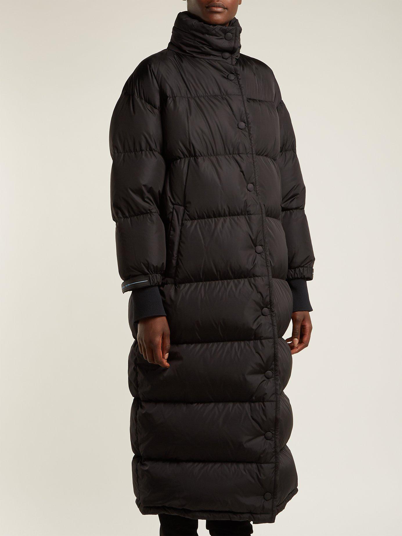 Prada Rubber Long Quilted Down Coat in Black - Lyst