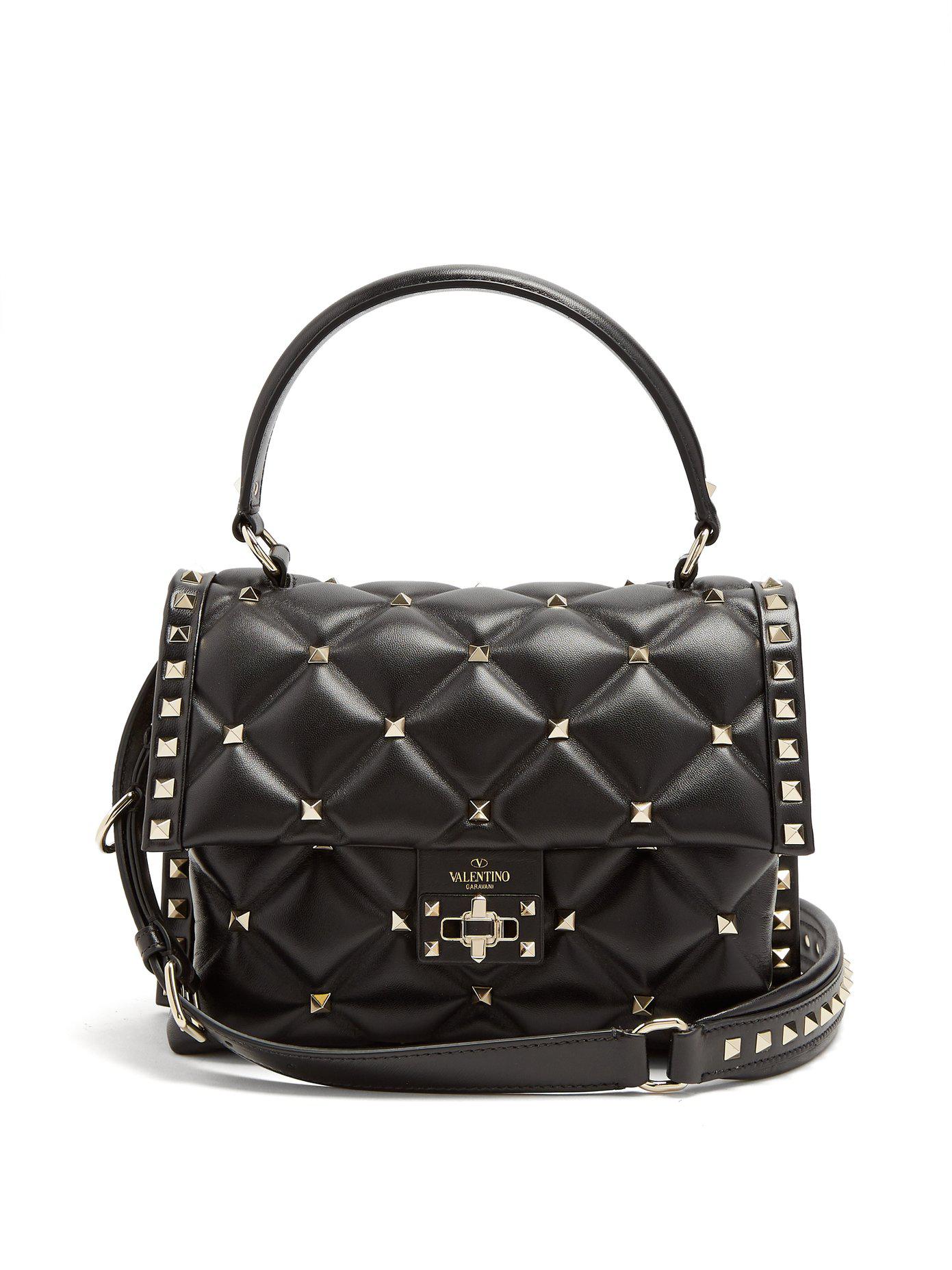 Lyst Valentino Candystud Quiltedleather Shoulder Bag in Black