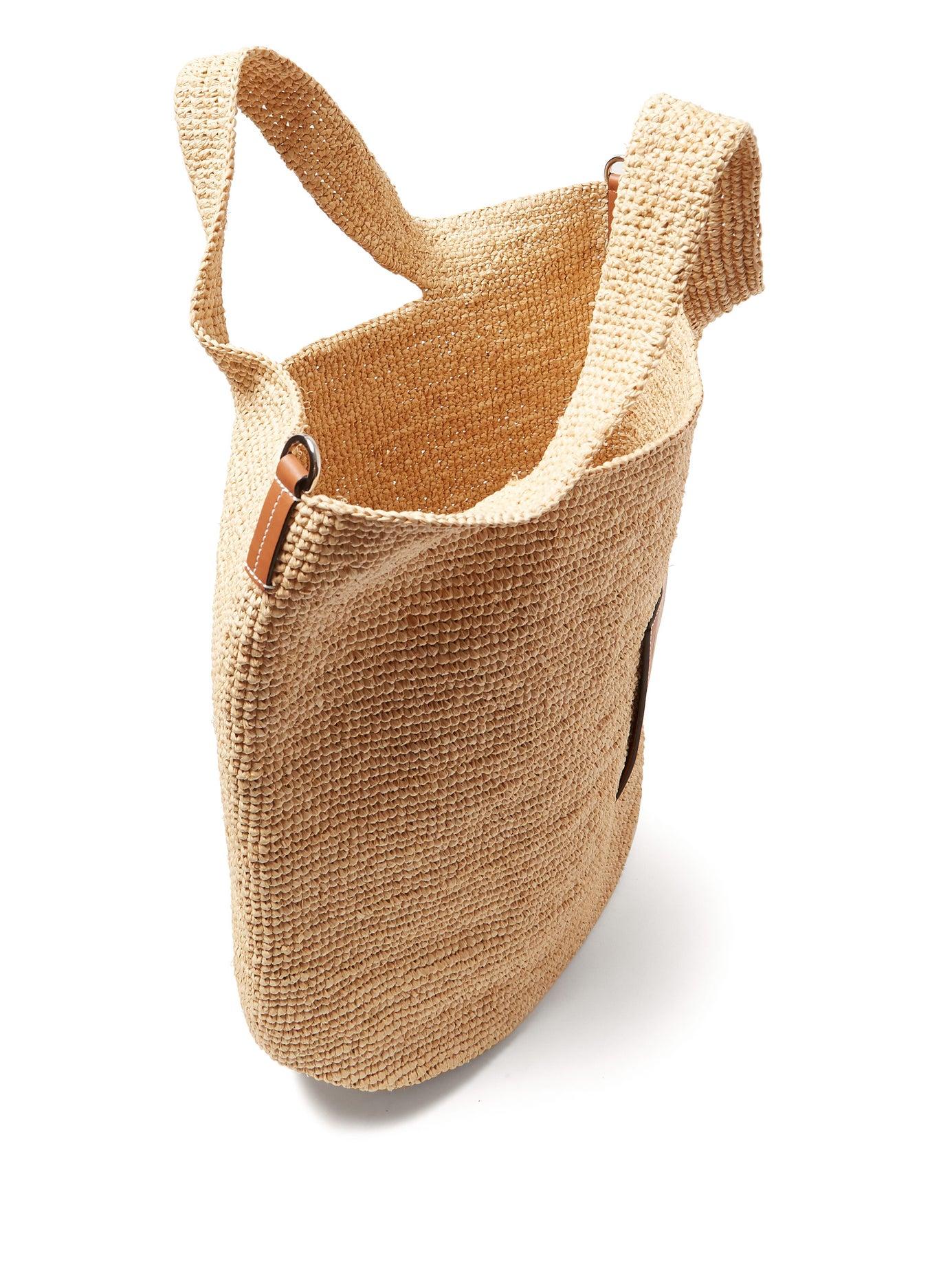 Loewe Leather Trimmed Raffia Tote Bag for Men - Lyst