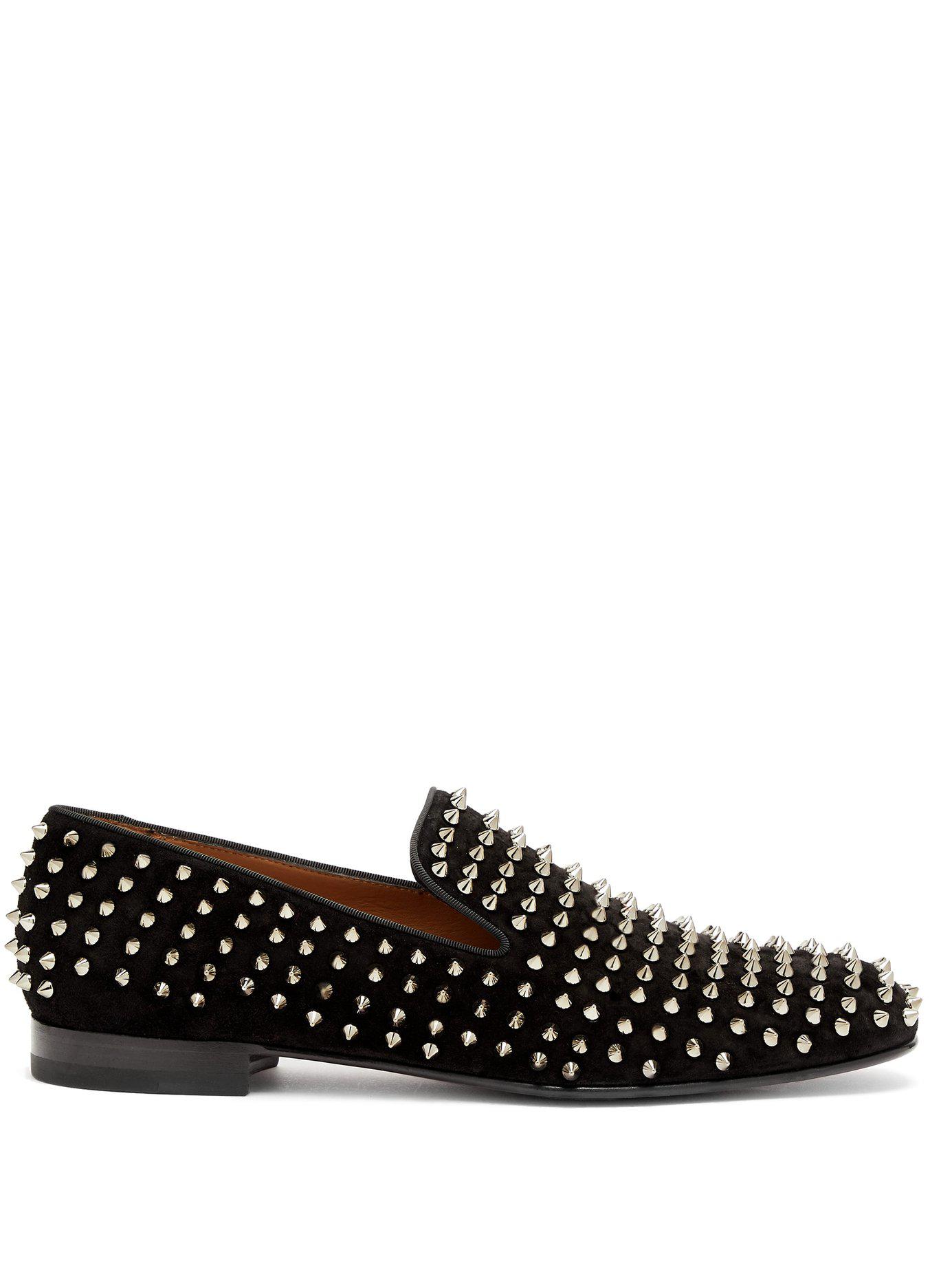 black studded louboutin trainers