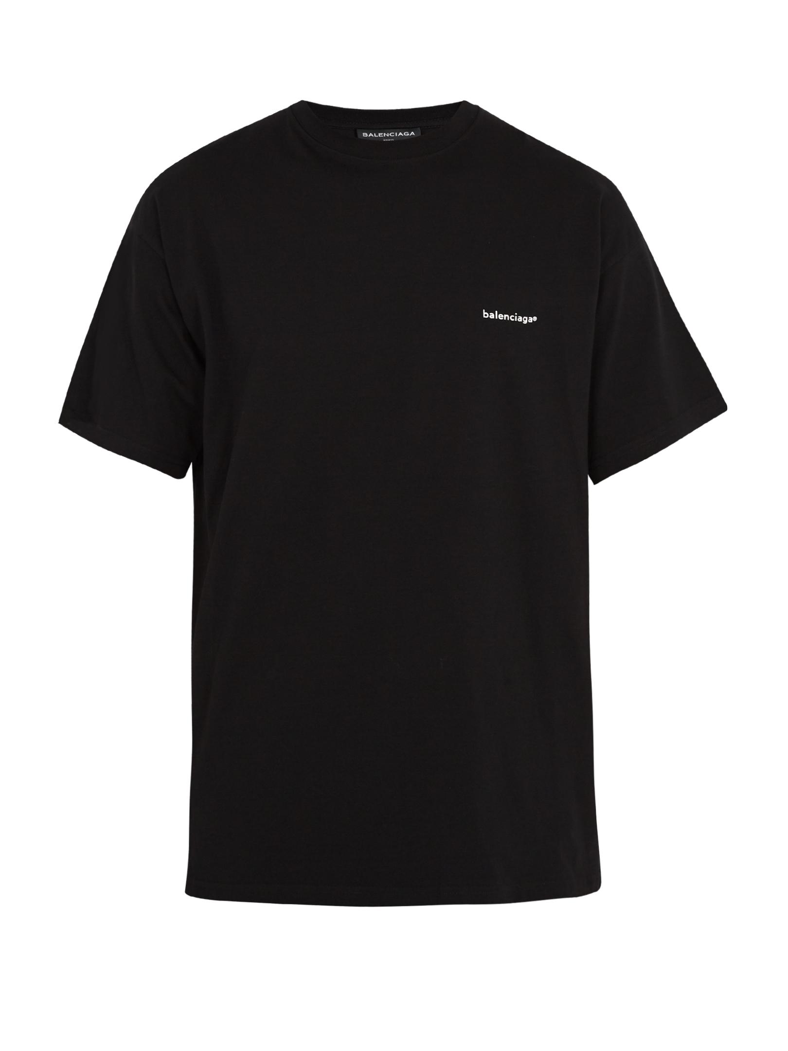 Lyst - Balenciaga Oversized Logo-print Cotton T-shirt in Black for Men