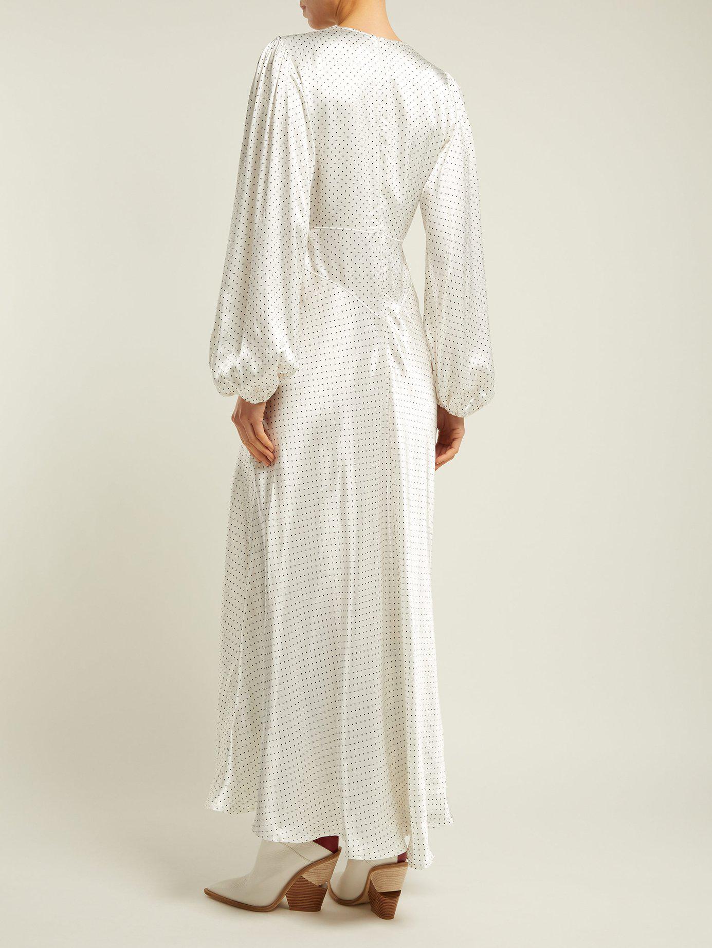 Ganni Cameron polka-dot satin maxi dress | Satin maxi dress, Fall fashion dresses, Nice dresses