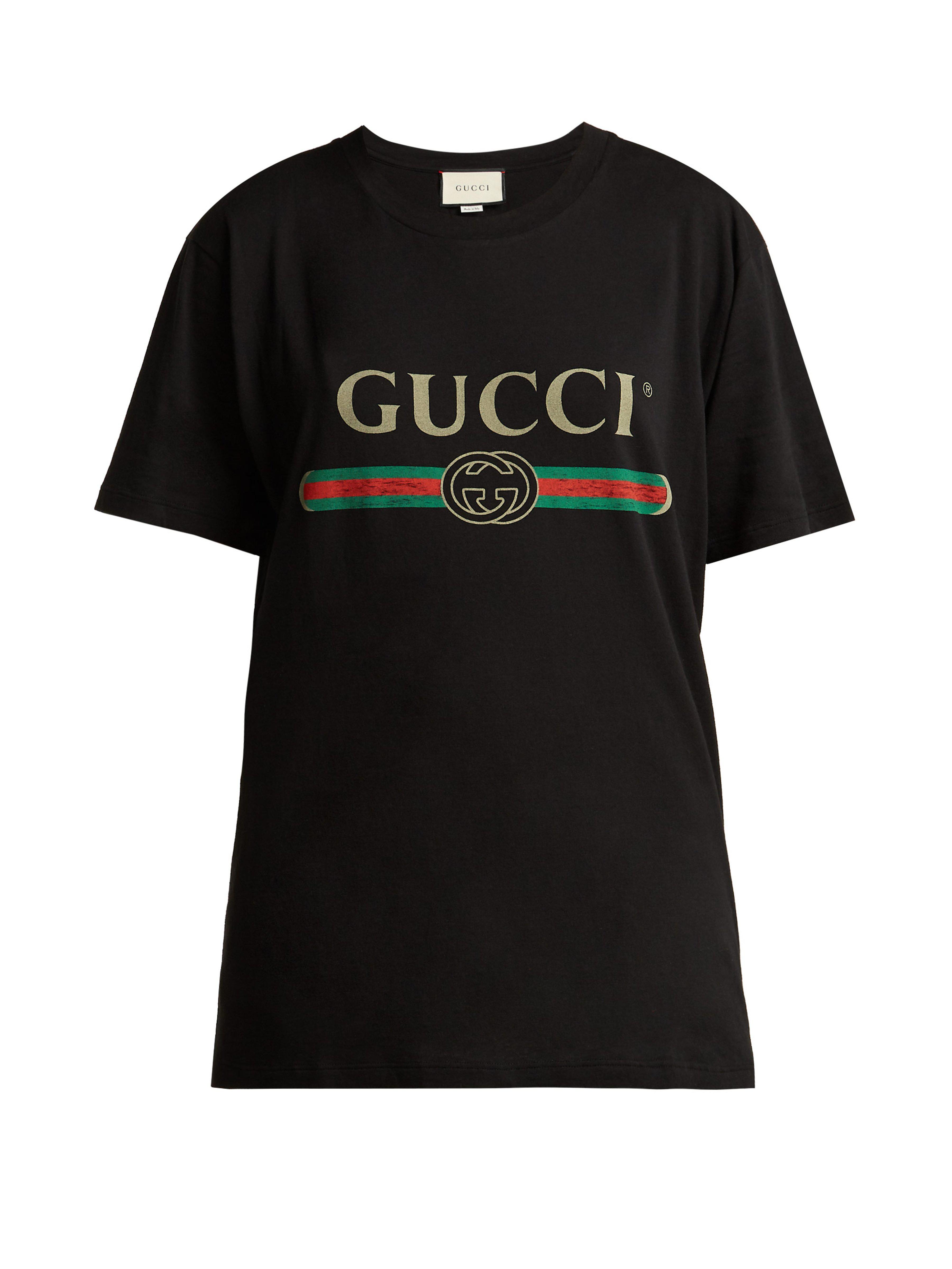 Gucci Fake Logo T Shirt in Black - Save 27.835051546391753% - Lyst