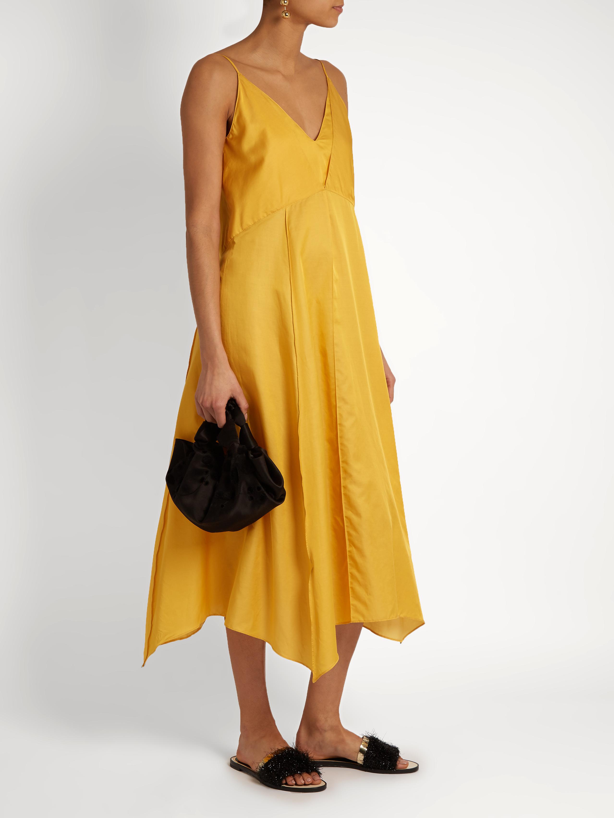 Lyst - Lemaire Cotton And Silk-blend Lingerie Slip Dress in Yellow