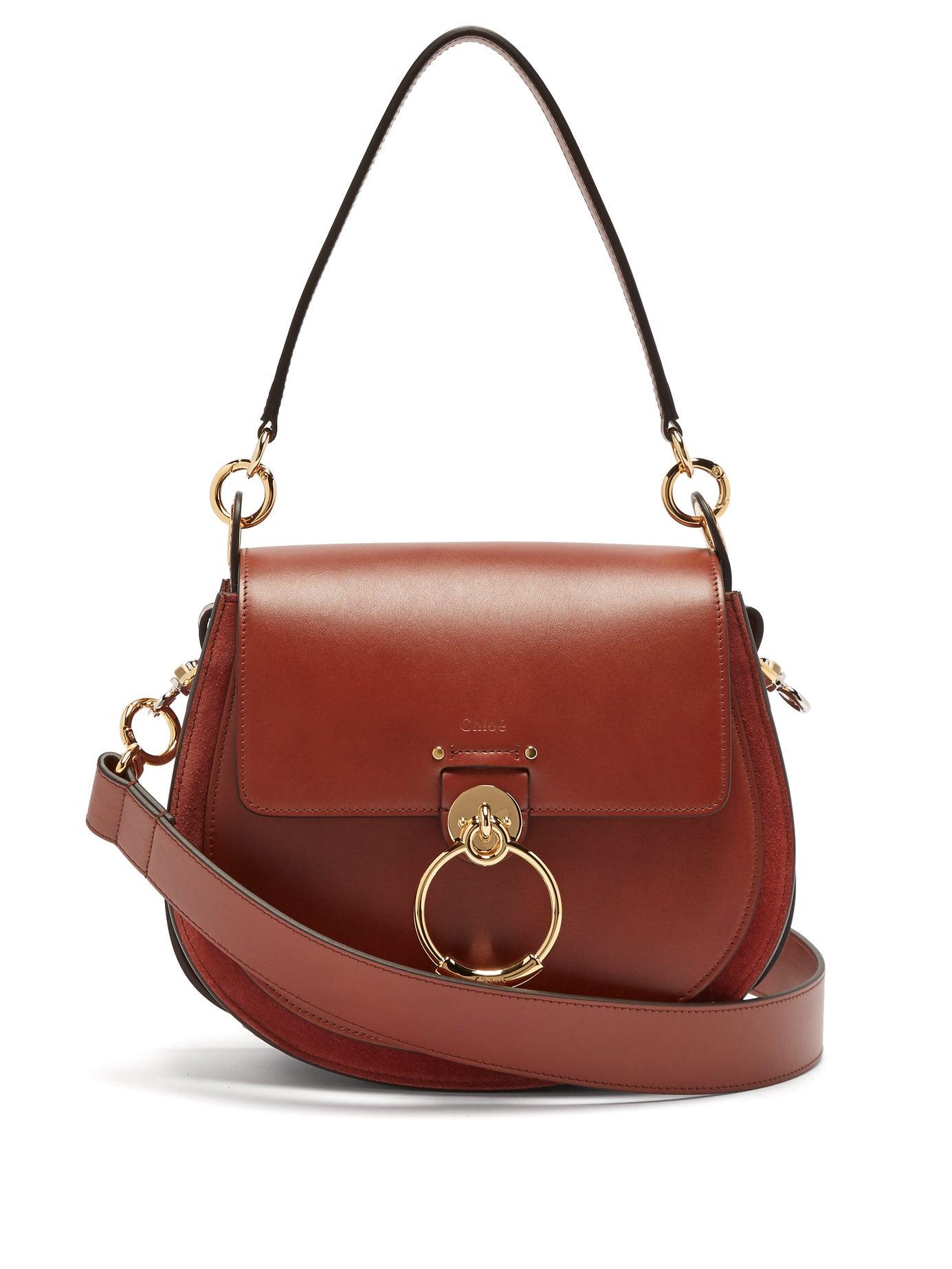 Chloé Tess Small Leather Cross Body Bag in Brown - Lyst