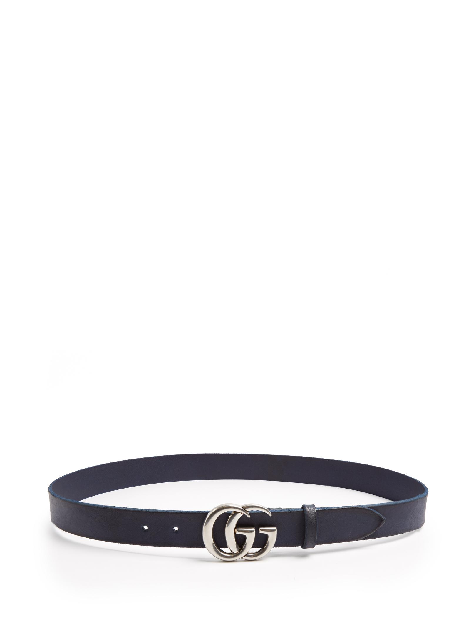 Lyst - Gucci Gg Marmont Leather Belt in Blue for Men