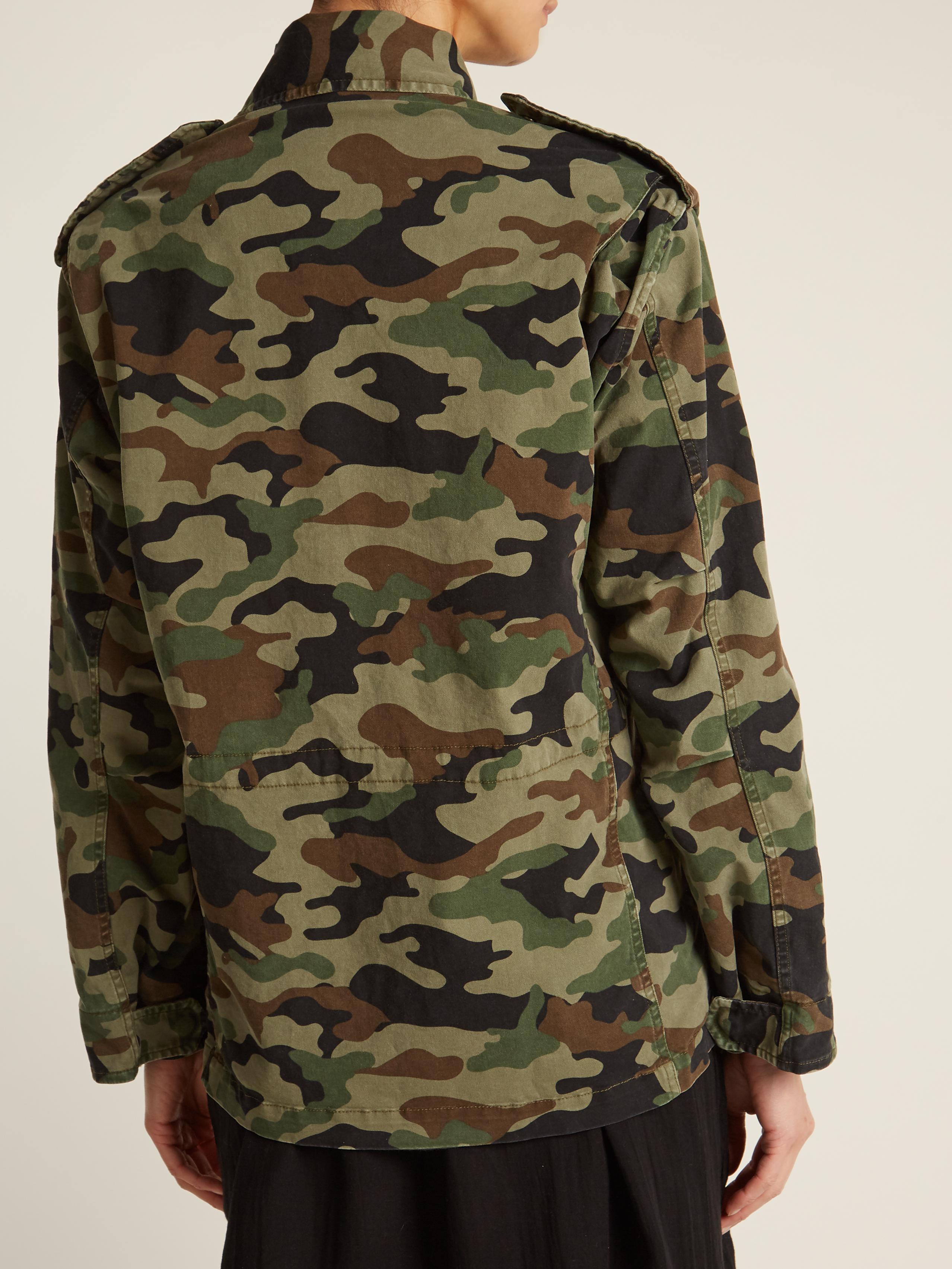 Lyst - Nili Lotan Ashton Camouflage-print Stretch-cotton Jacket in Green
