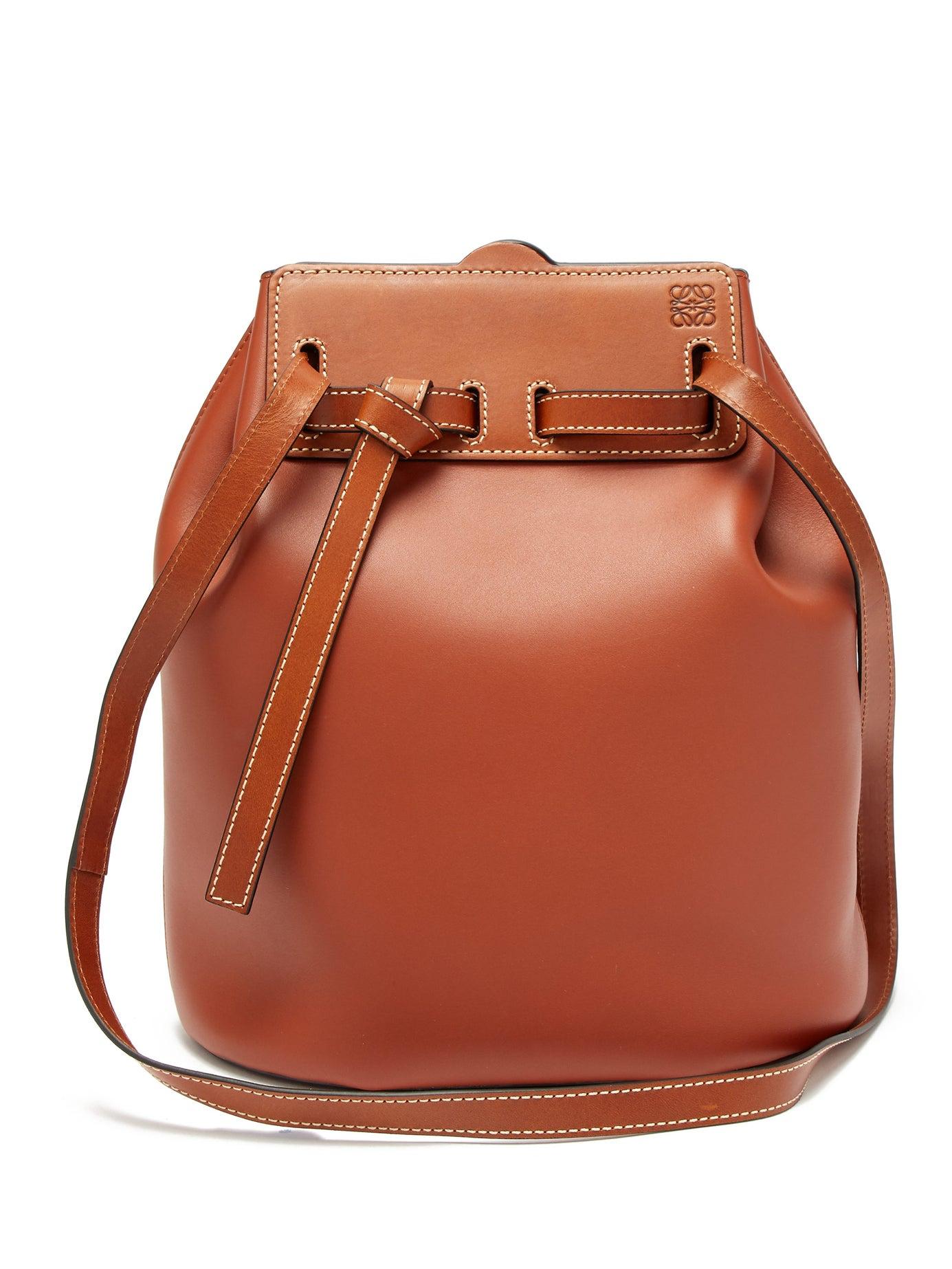 Loewe Lazo Leather Bucket Bag in Brown - Lyst