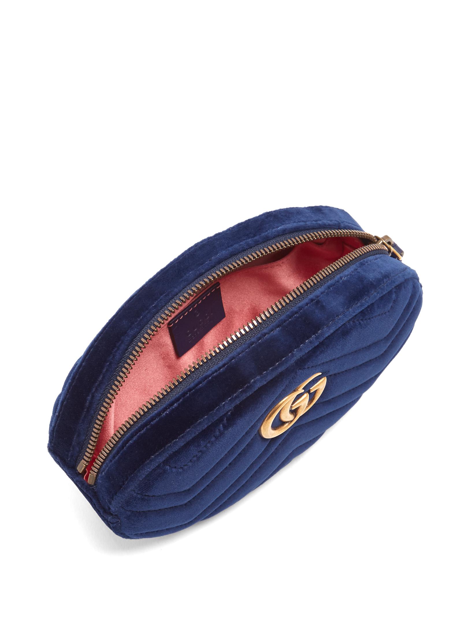 Gucci Gg Marmont Quilted-velvet Belt Bag in Blue - Lyst