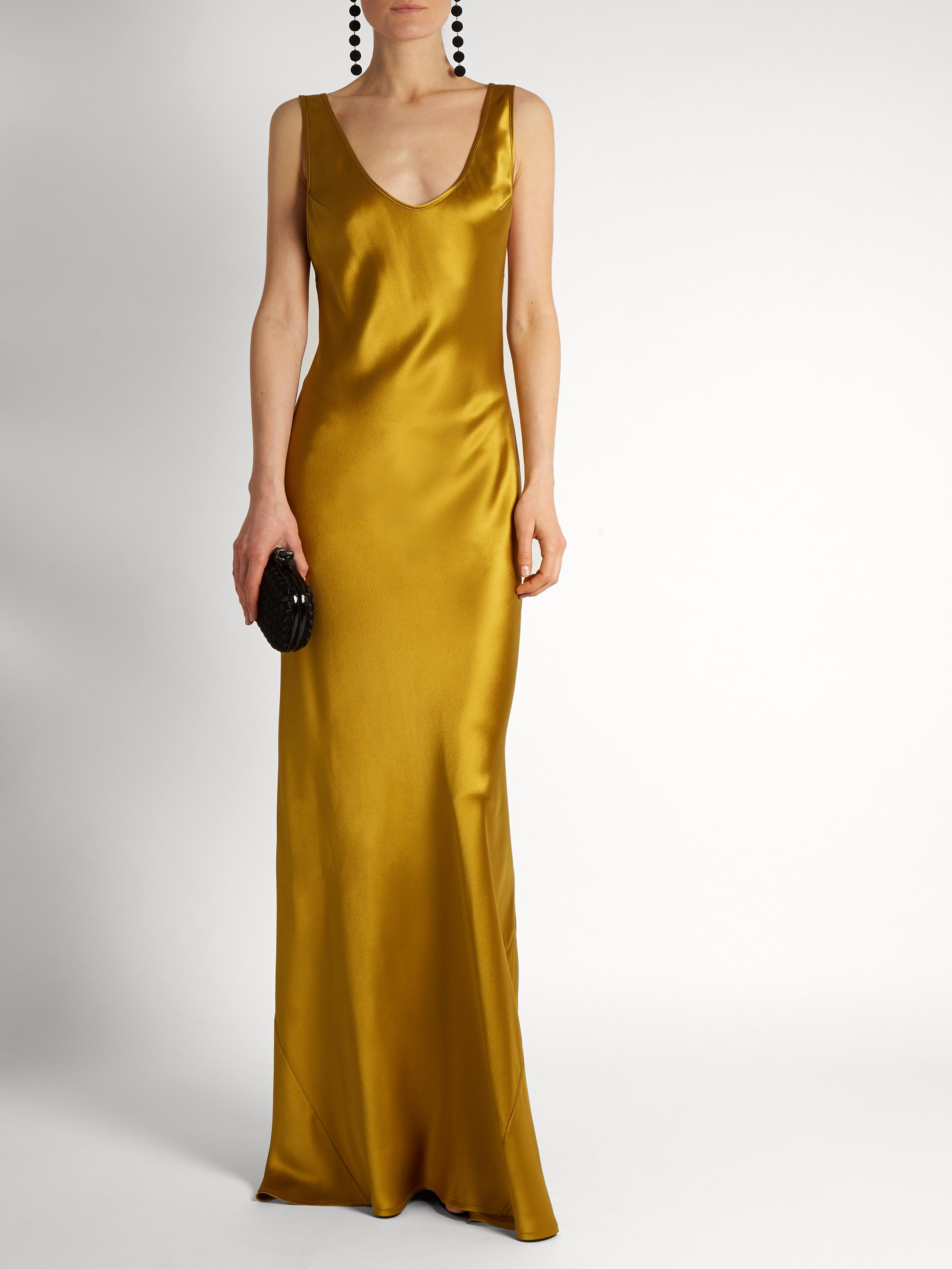 Lyst Galvan Valletta Silk Satin Slip Dress In Metallic 2790