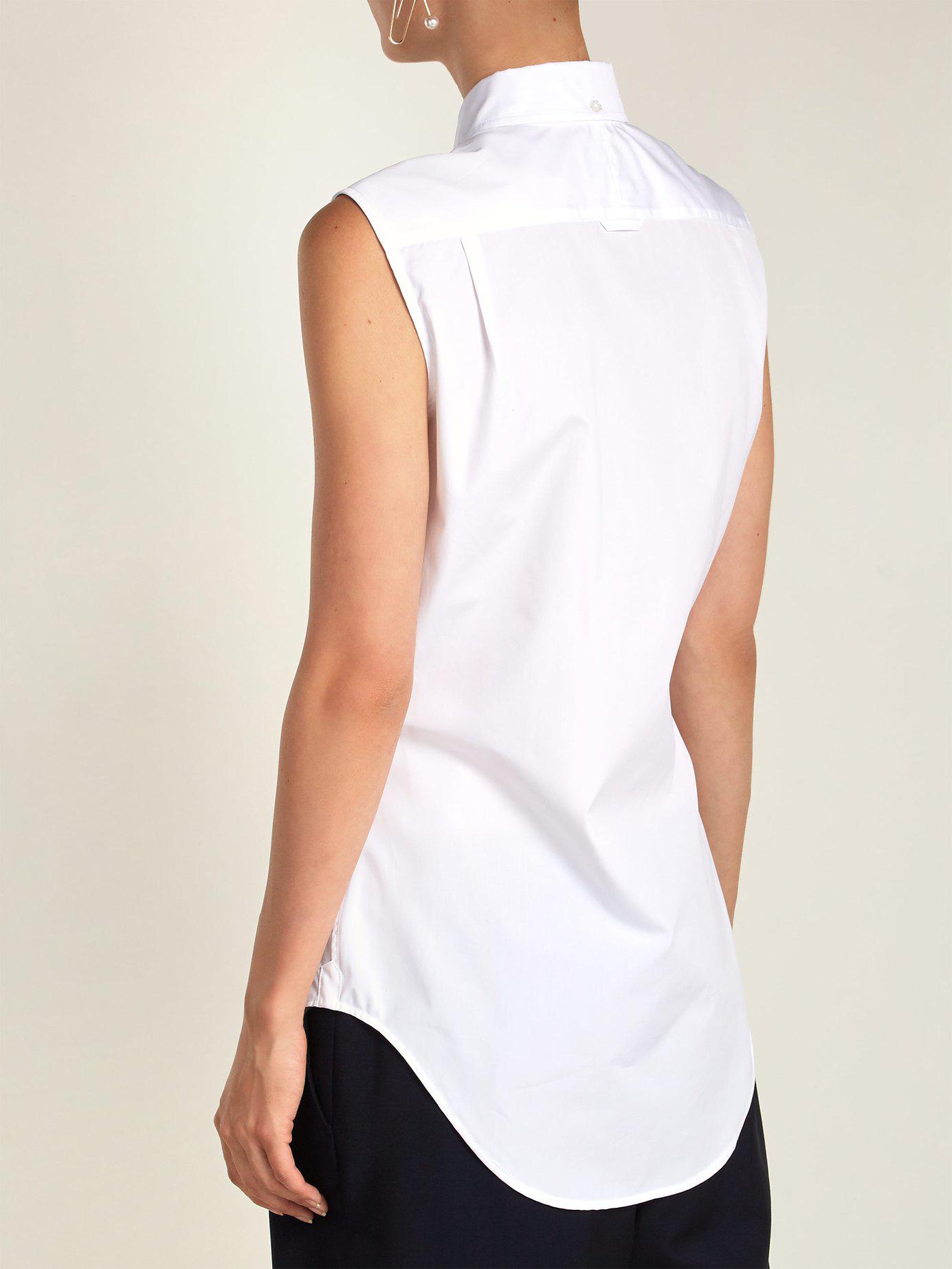 Lyst - Thom Browne Sleeveless Button-down Collar Cotton-poplin Shirt in