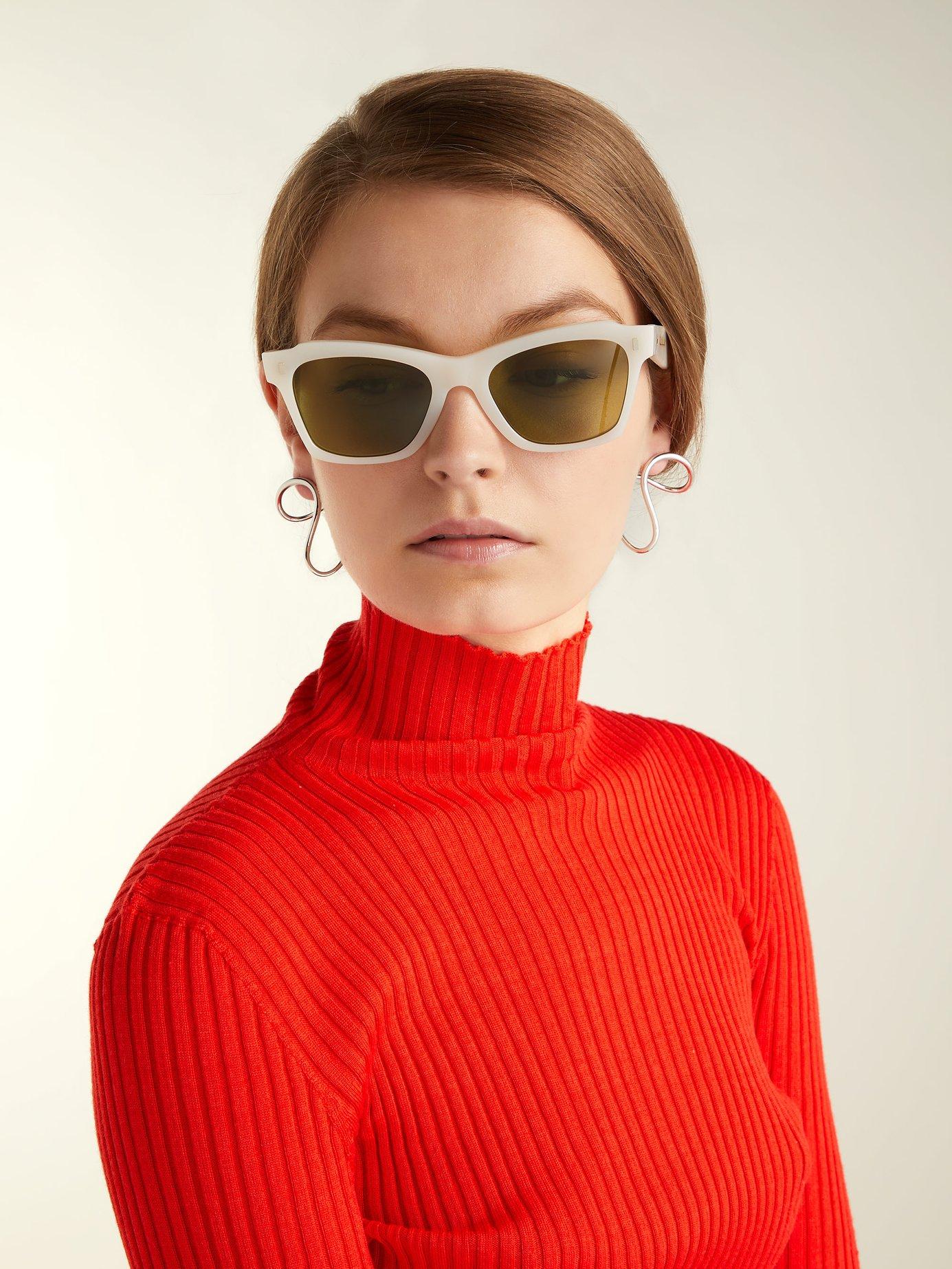 Céline Rectangular Acetate Sunglasses in White - Save 42% - Lyst