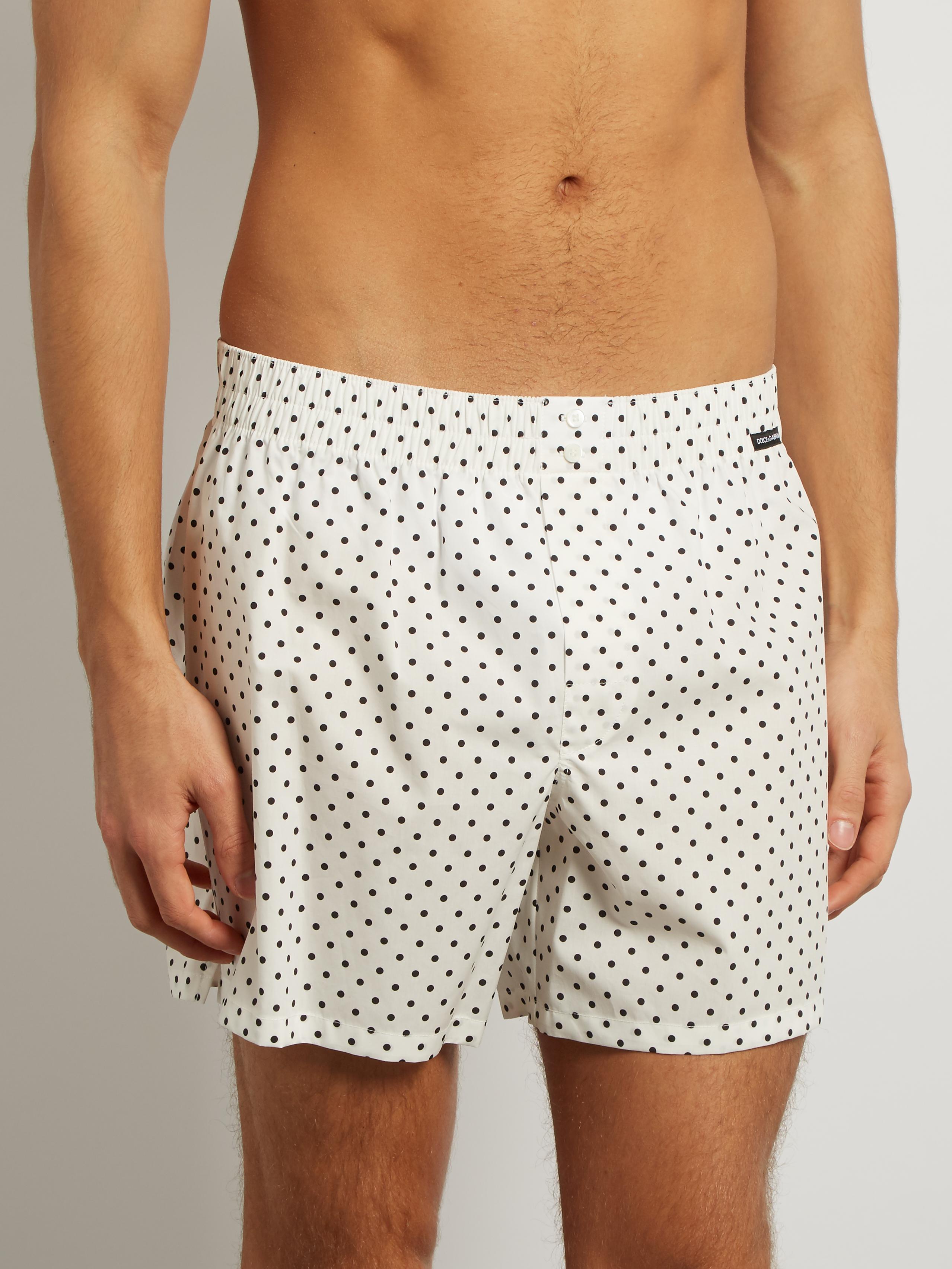 Lyst - Dolce & Gabbana Polka-dot Print Cotton-poplin Boxer Shorts in ...