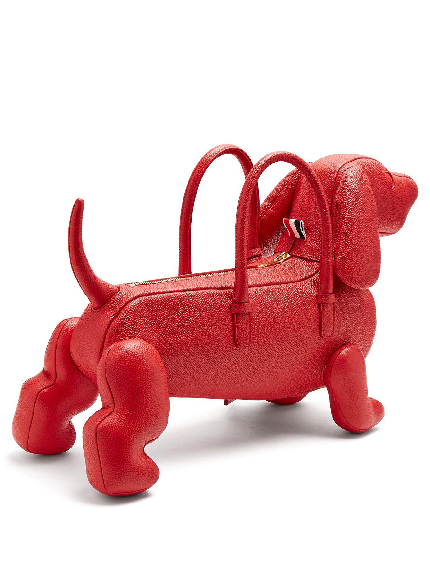 Thom Browne Hector Grained Leather Dog Bag in Red - Lyst