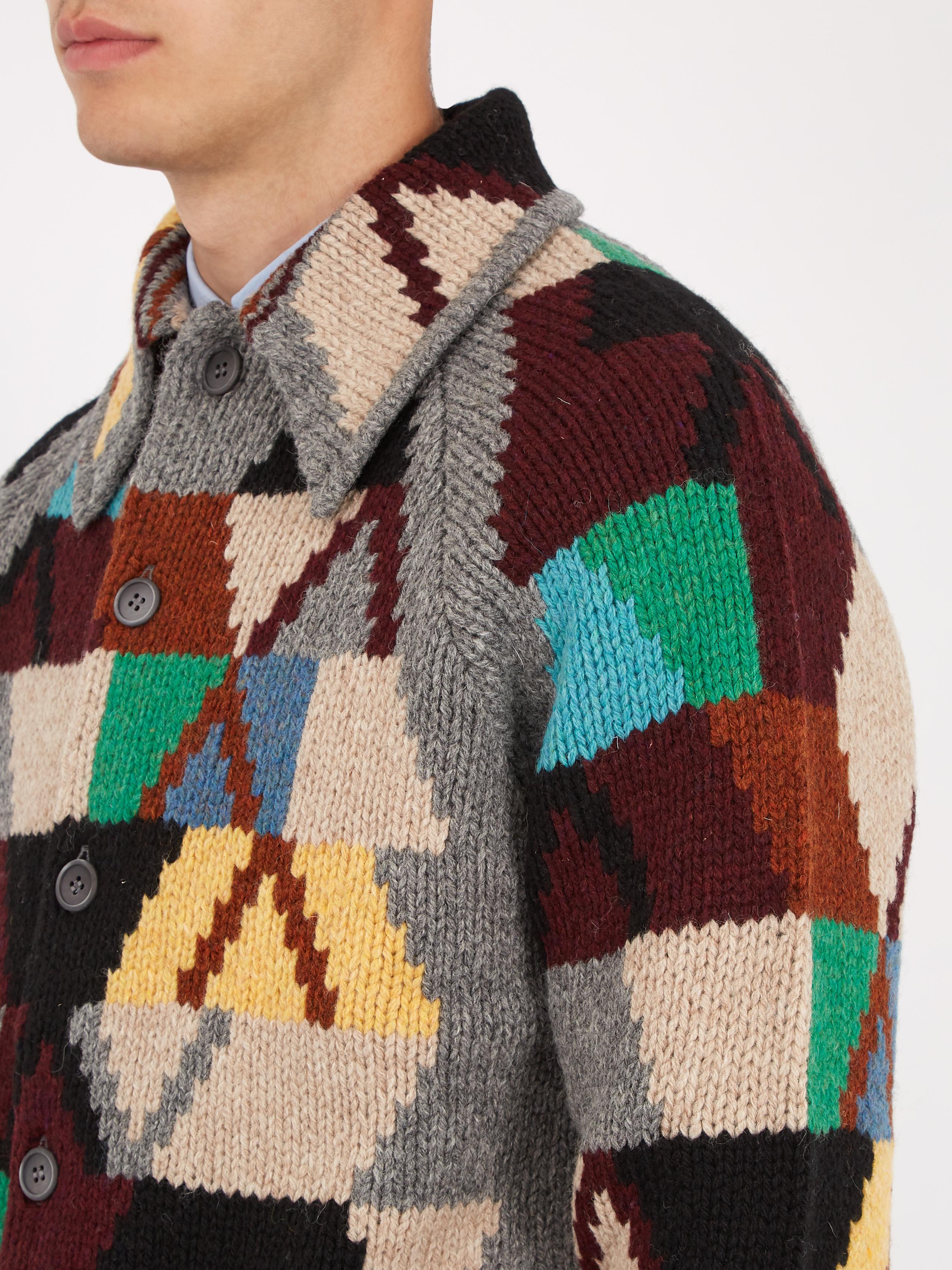 Lyst Prada Handmade Geometric Pattern Wool Knit For Men 