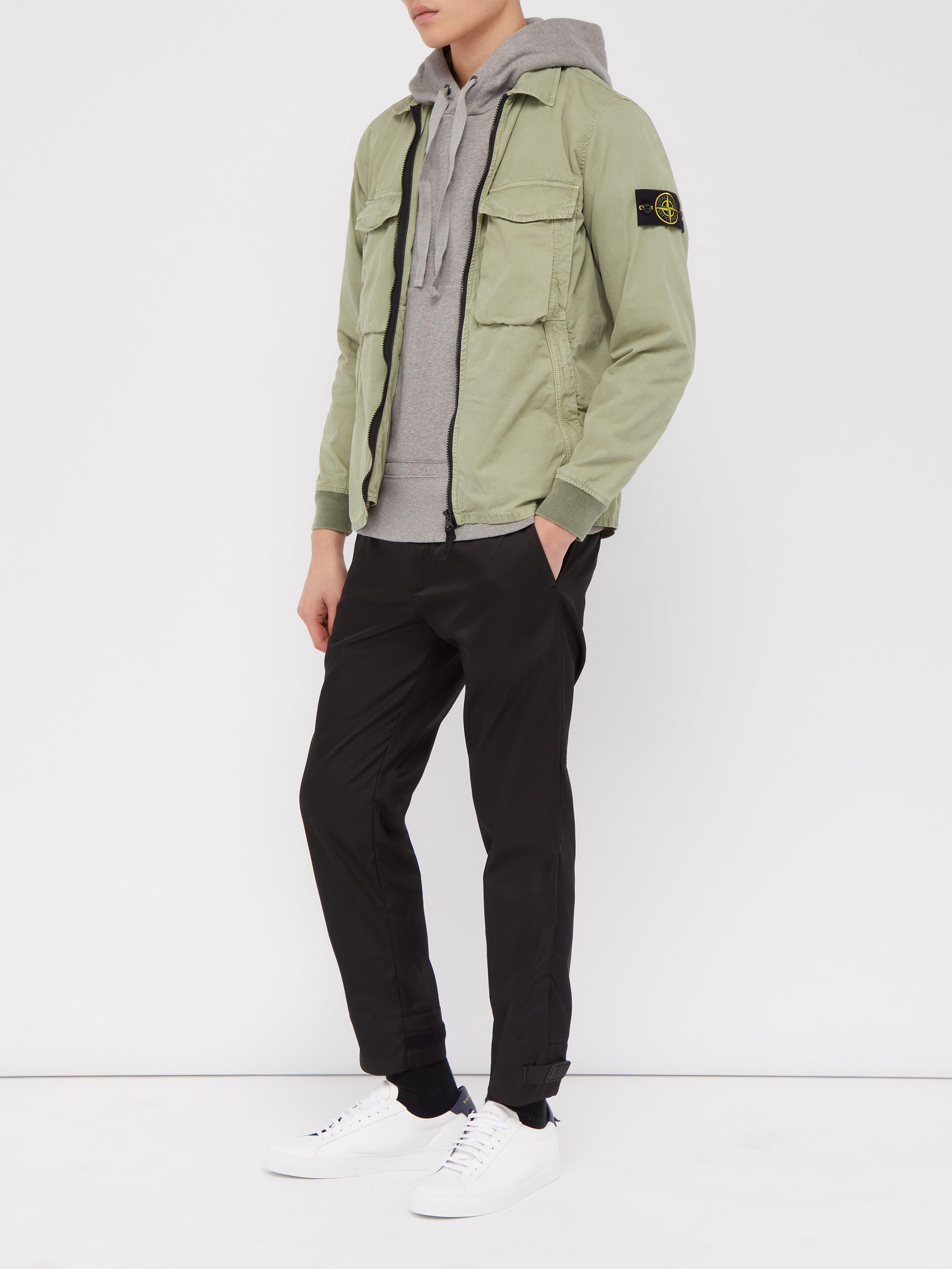 Stone Island Brushed Cotton Canvas Overshirt in Green for Men - Lyst