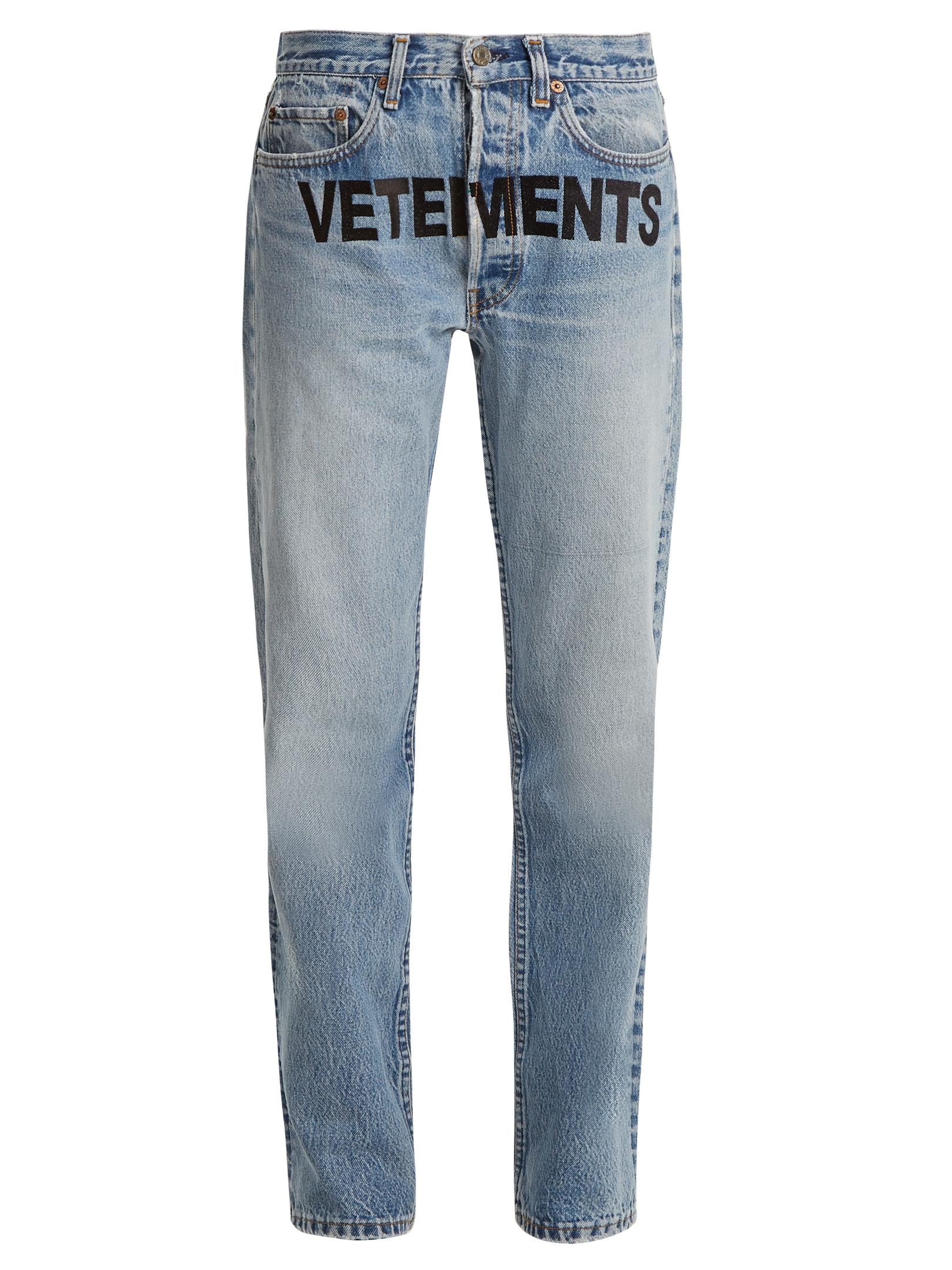 Lyst - Vetements X Levi's Logo-embroidery Low-rise Wide-leg Jeans in Blue
