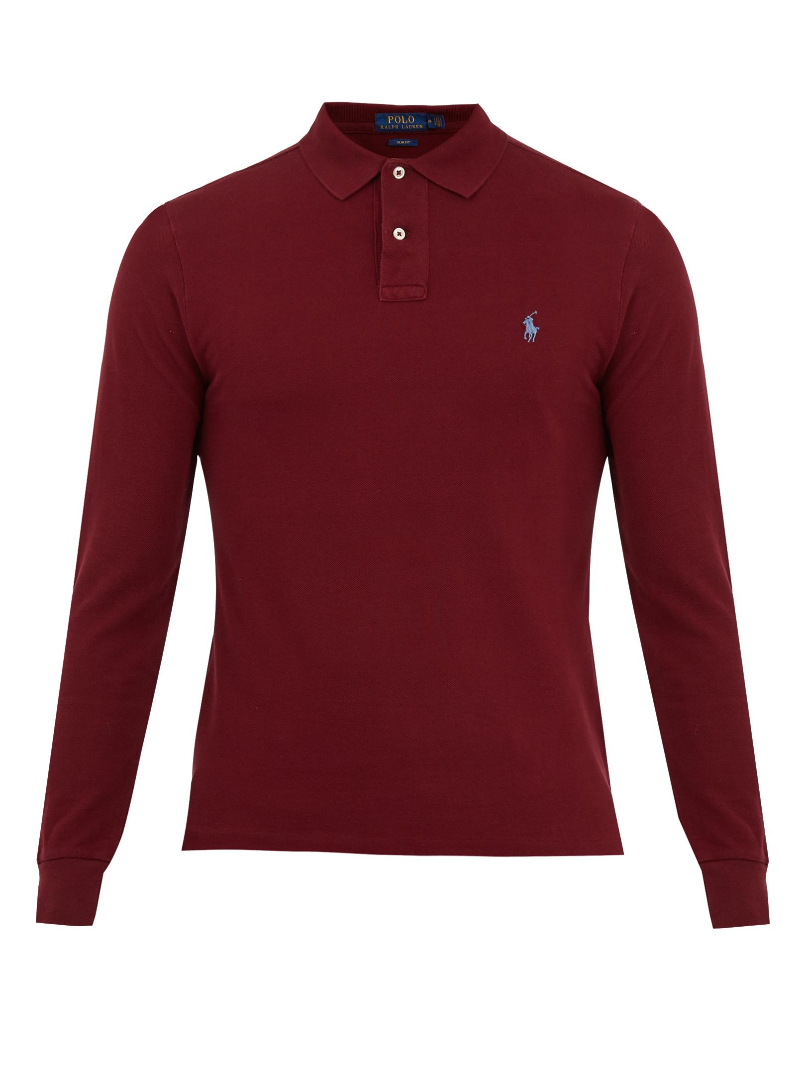 Download Lyst - Polo Ralph Lauren Long-sleeved Cotton-piqué Polo ...