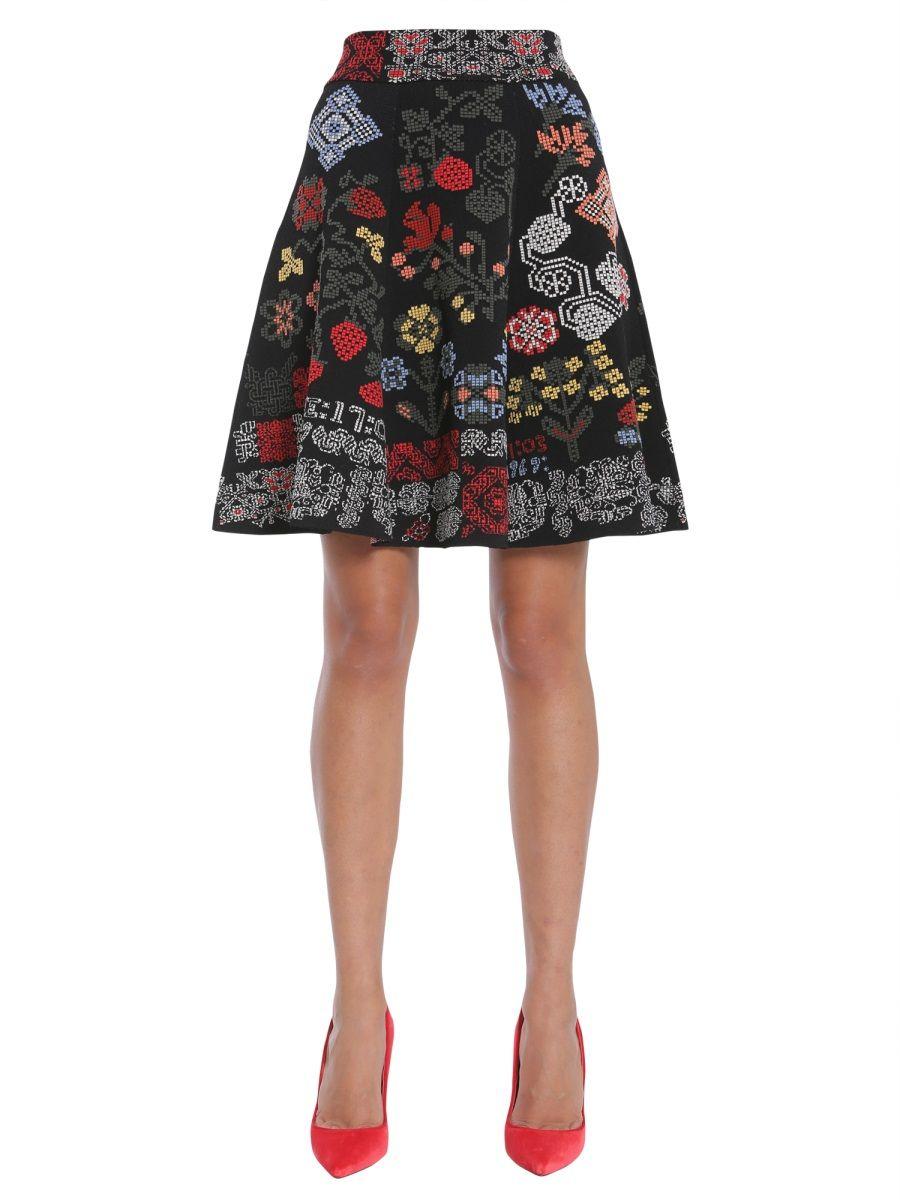 Alexander McQueen Multicolor Silk Skirt in Black - Lyst