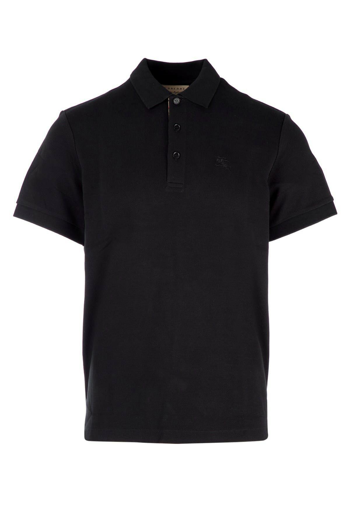 Burberry Black Cotton Polo Shirt in Black for Men - Lyst