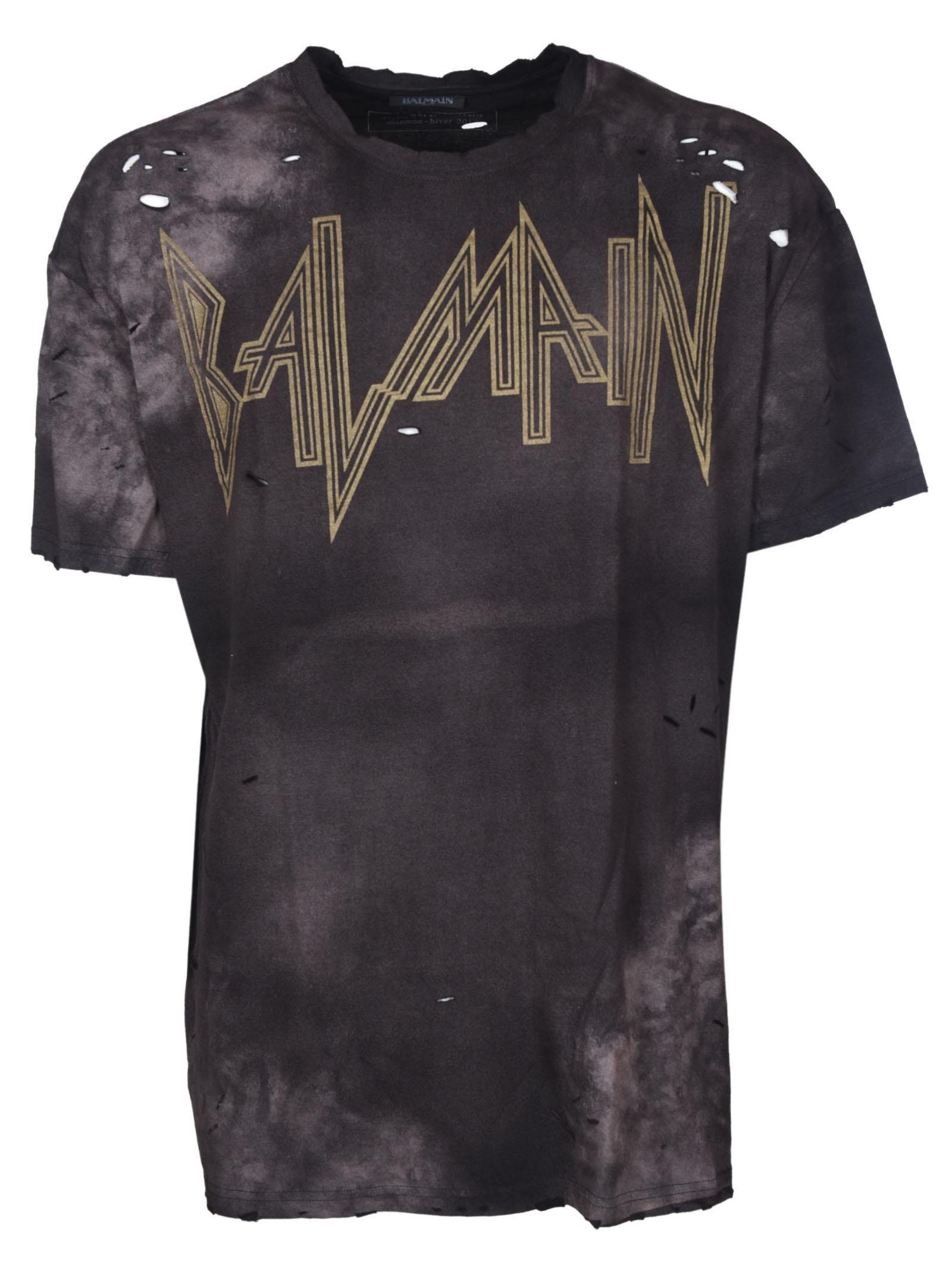 Balmain Black Cotton T-shirt in Black for Men - Lyst