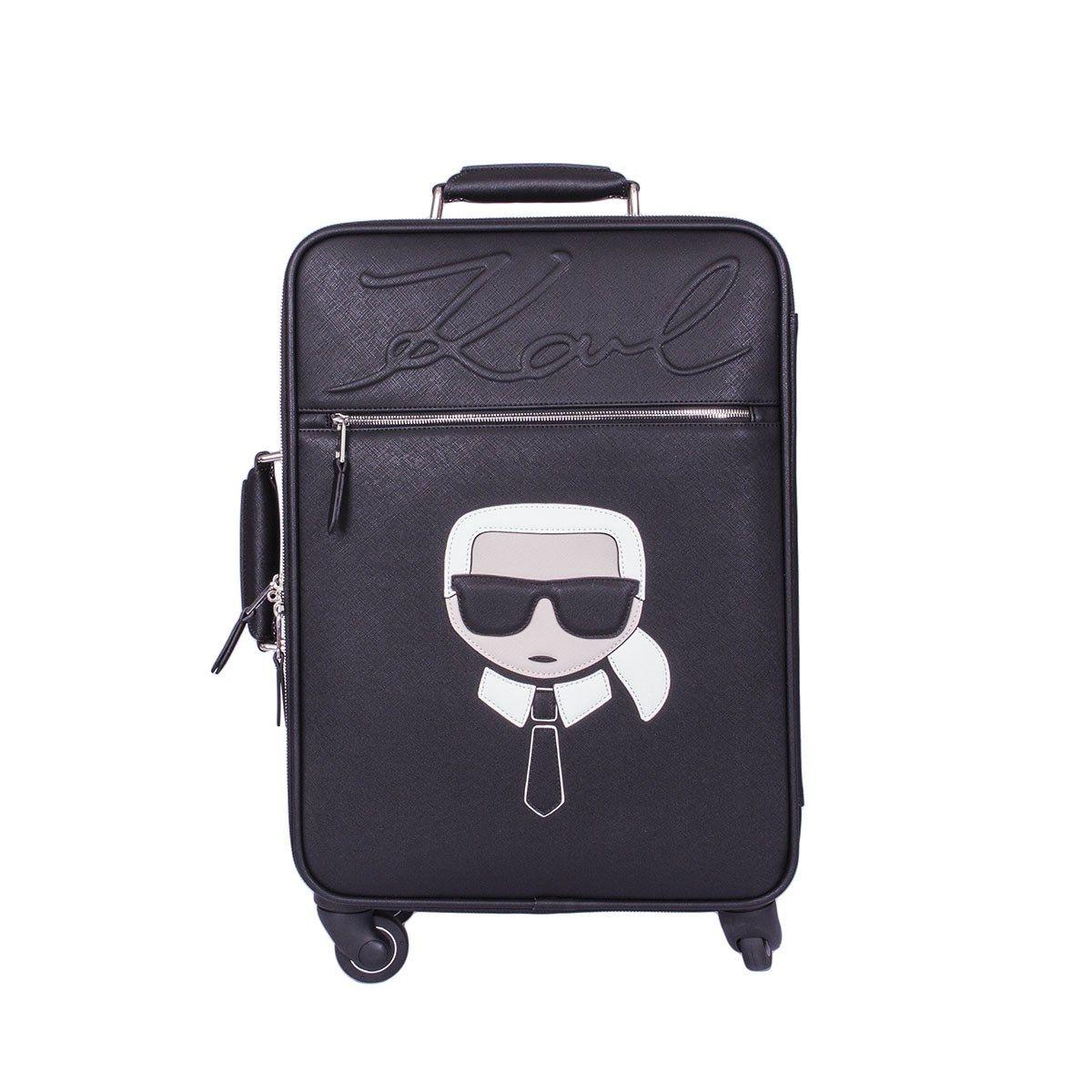 Karl Lagerfeld Black Polyurethane Trolley in Black Lyst