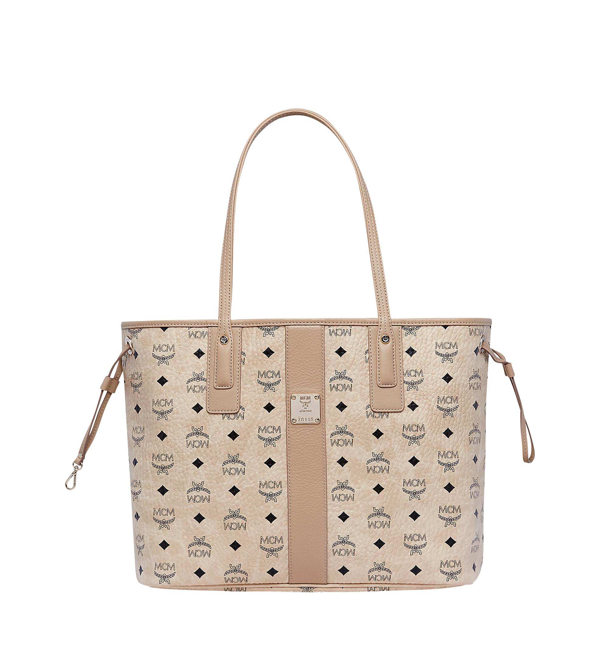 Lyst Mcm Shopper Project Visetos Beige Medium Reversible Tote Bag in