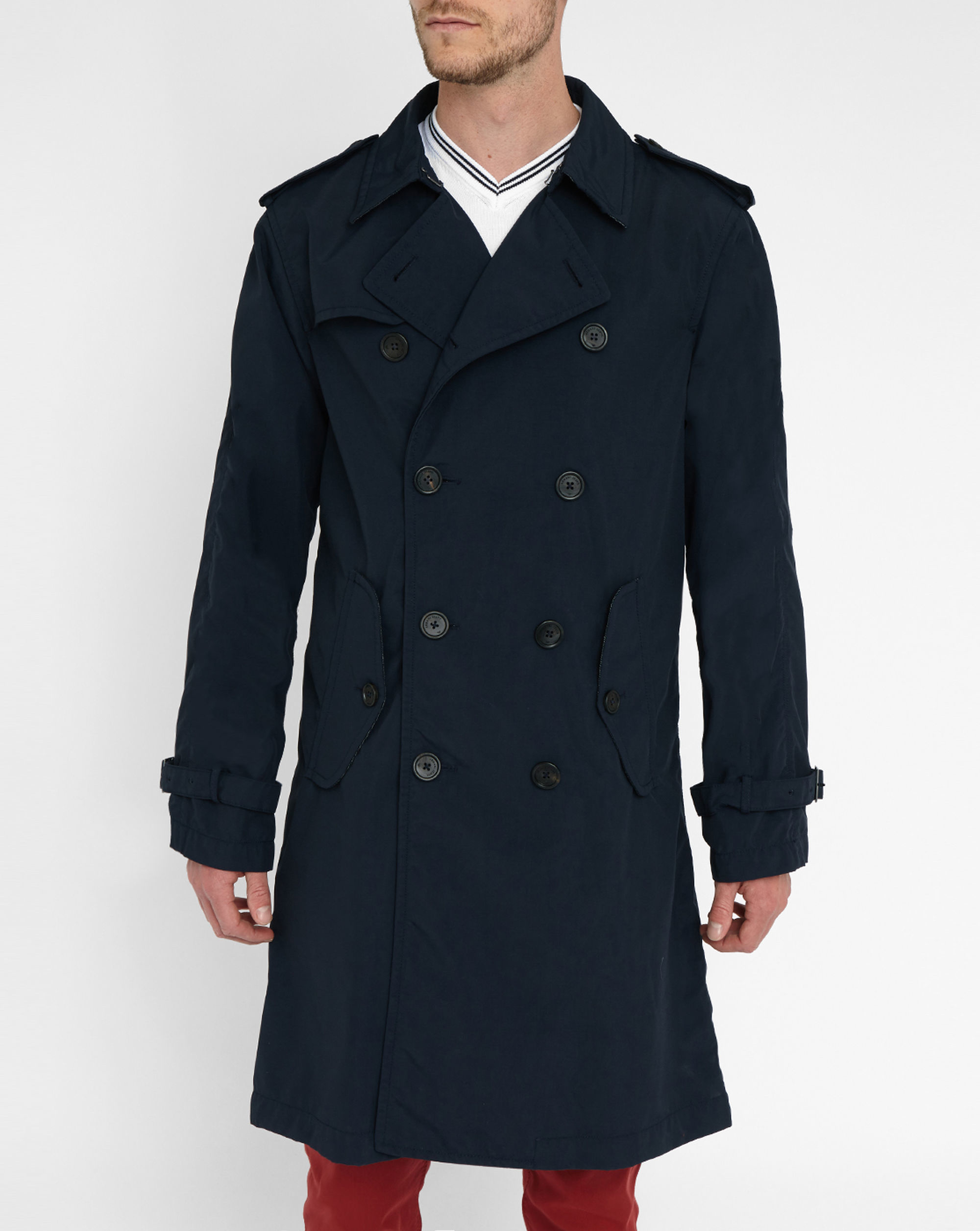Armani jeans Navy Trench Coat in Black for Men (blue) | Lyst