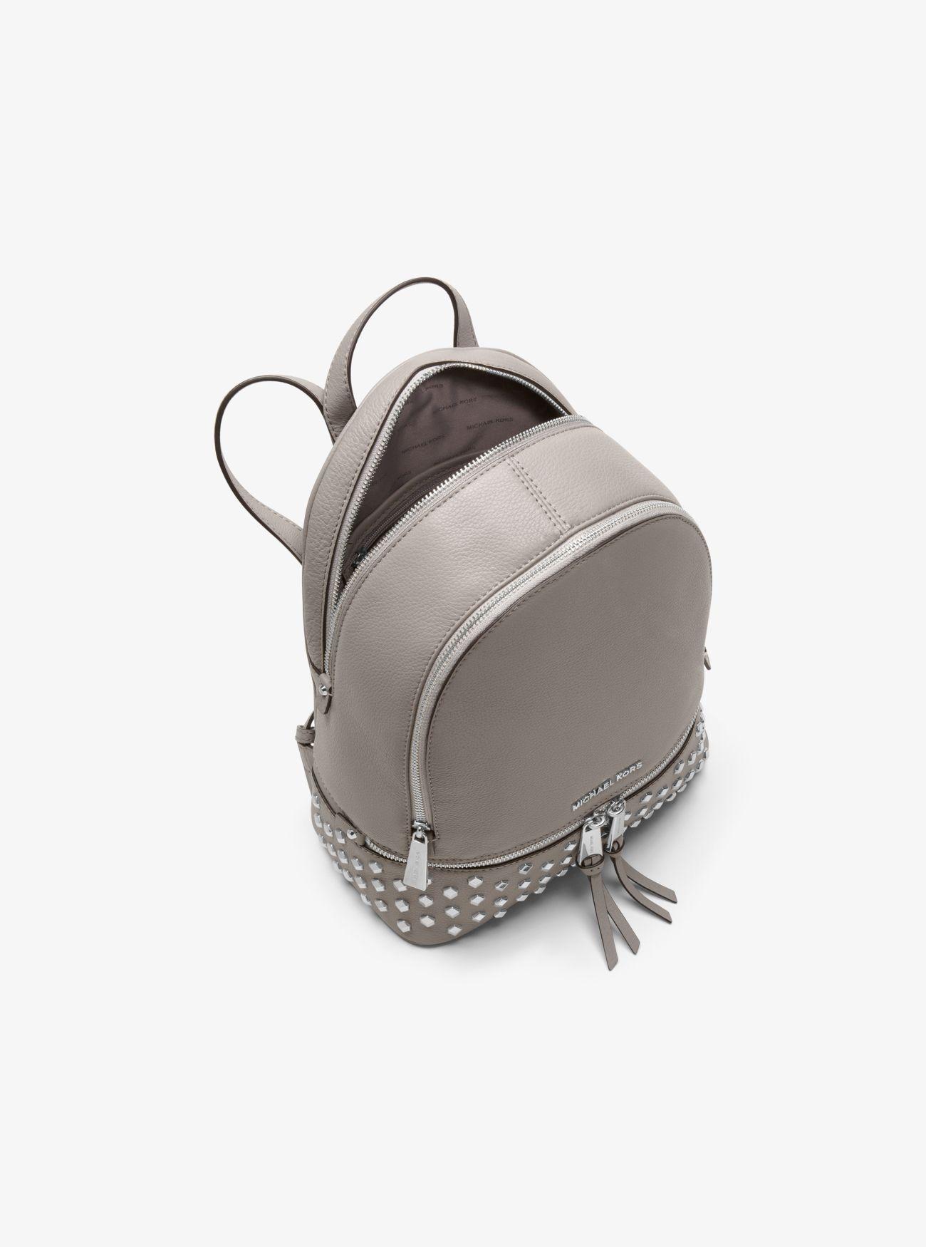 Michael kors Rhea Medium Studded Leather Backpack in Gray Lyst