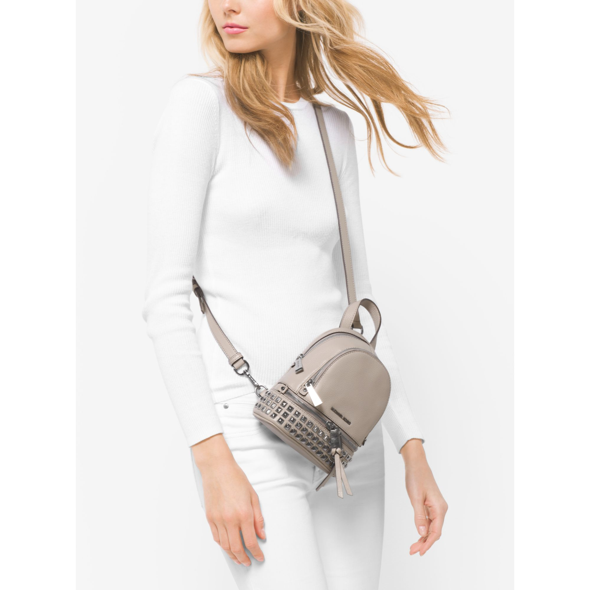 michael kors grey backpack purse