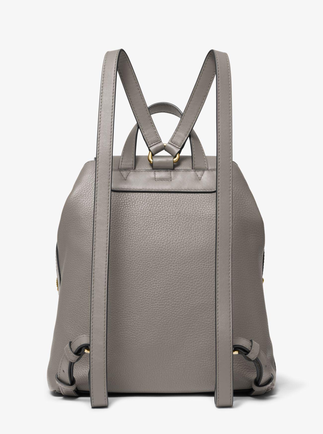 MICHAEL Michael Kors Raven Medium Pebbled Leather Backpack in Gray - Lyst