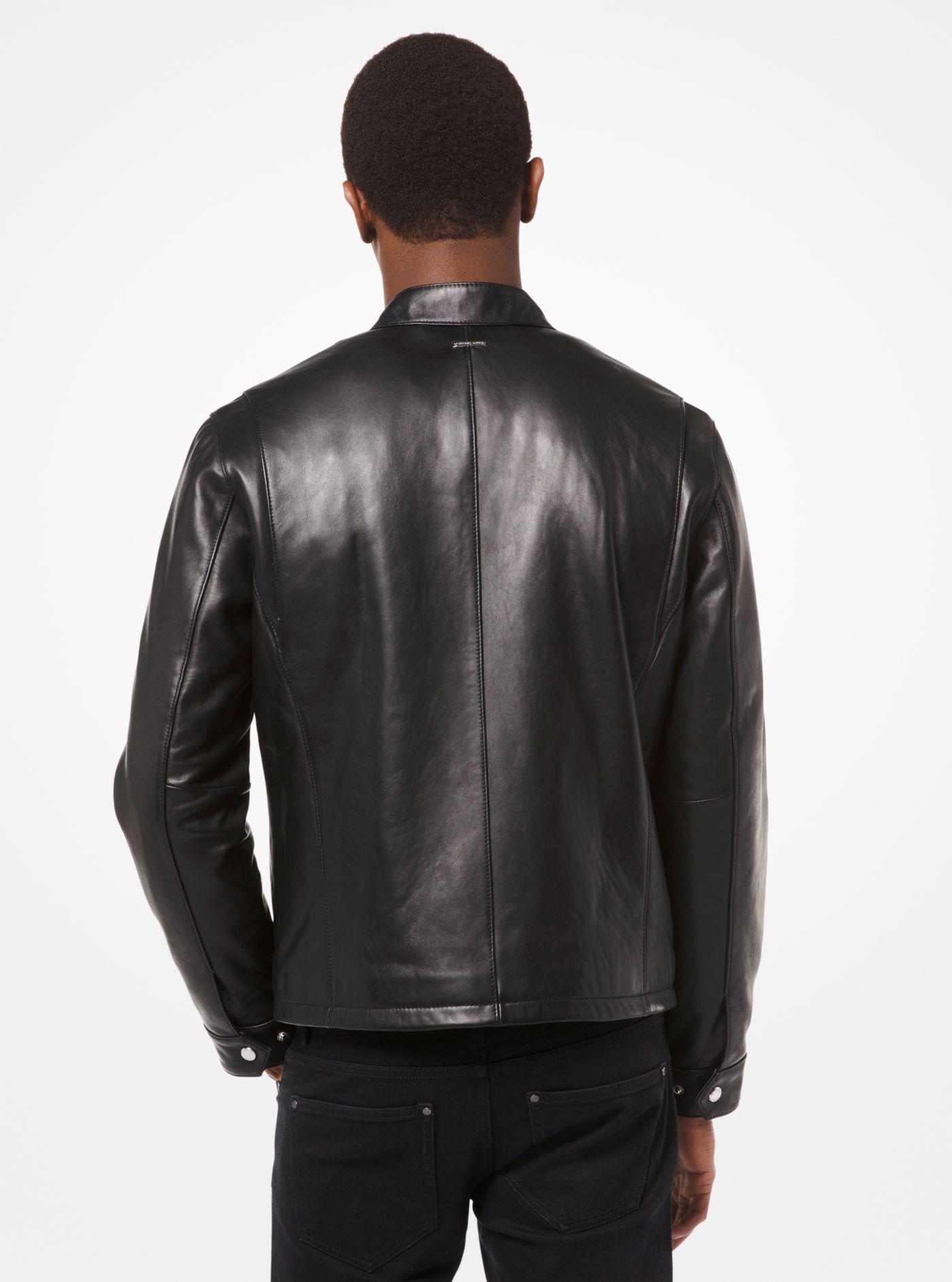Lyst Michael Kors Leather Moto Jacket In Black For Men View Fullscreen