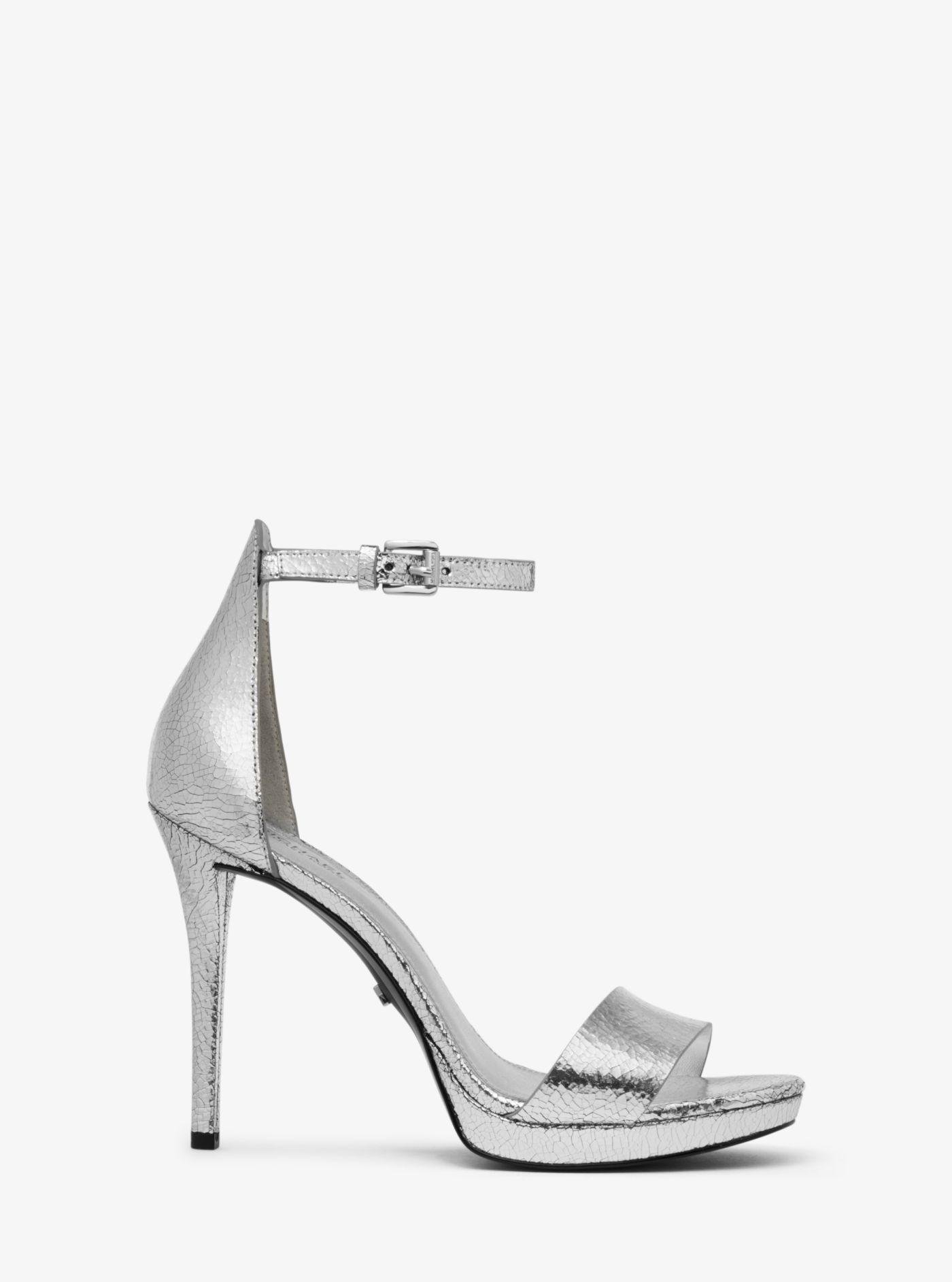 michael michael kors hutton metallic leather sandal