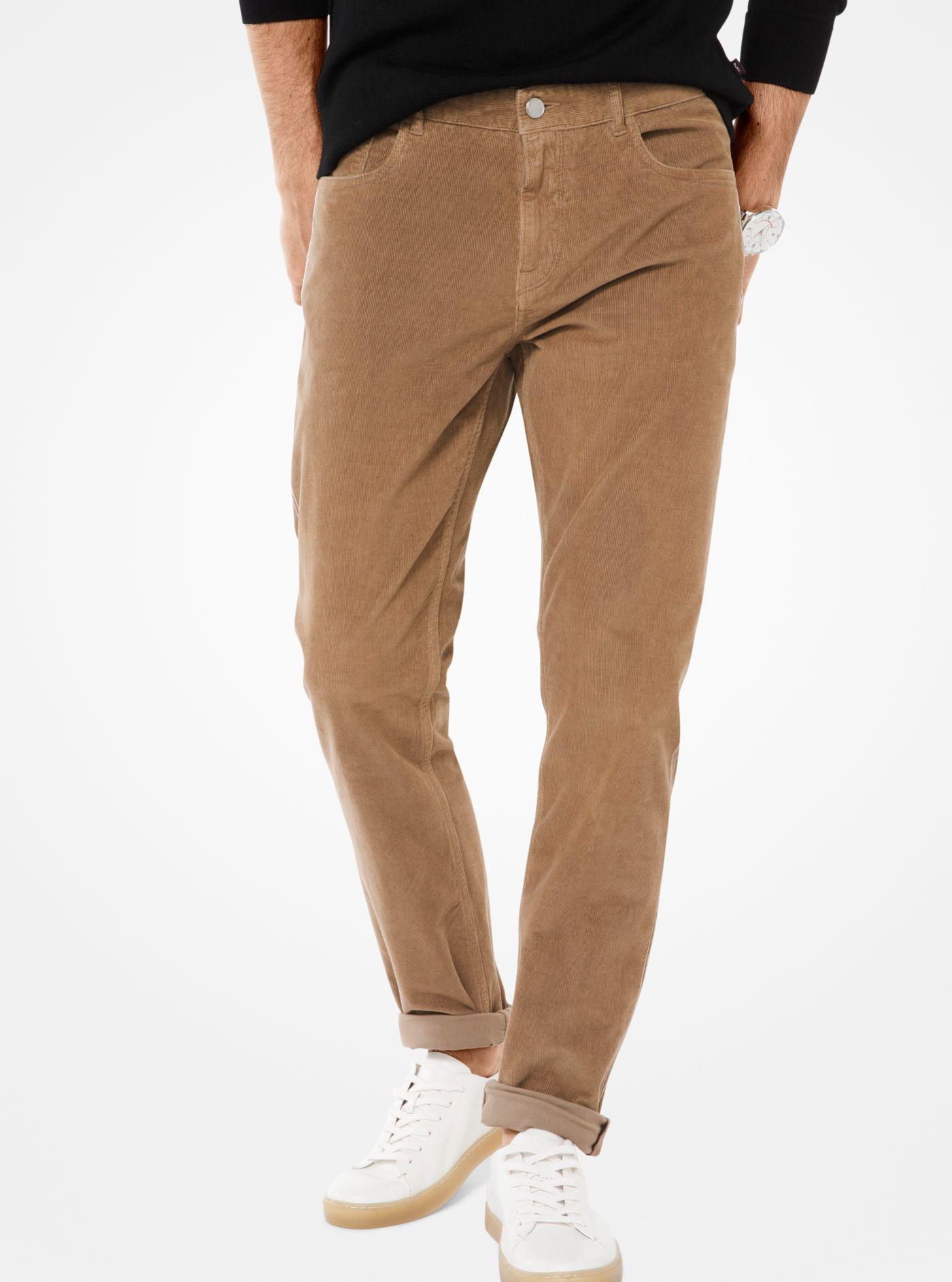 Michael Kors Parker Slim-fit Corduroy Pants in Brown for Men - Lyst