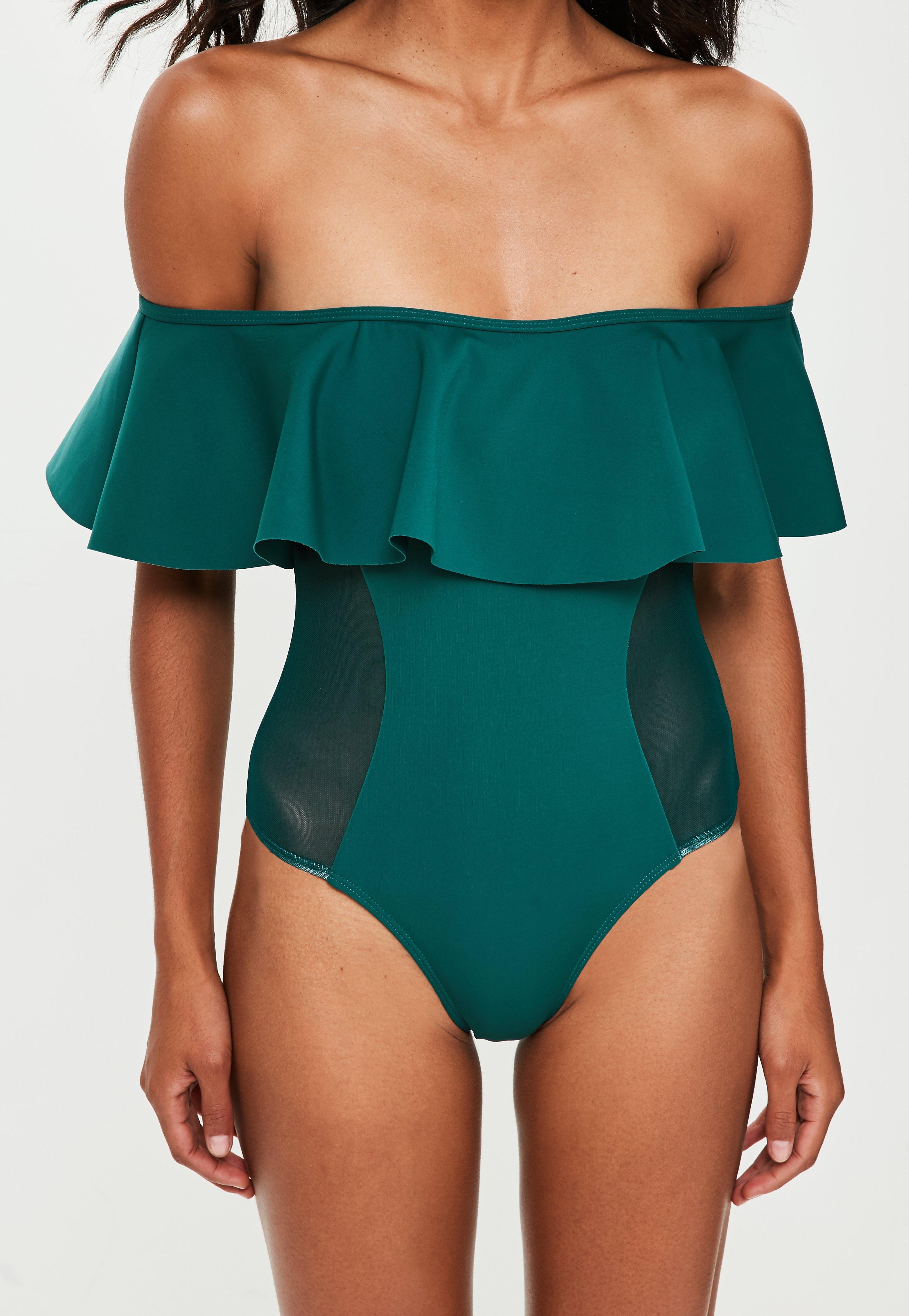 missguided green swimsuit
