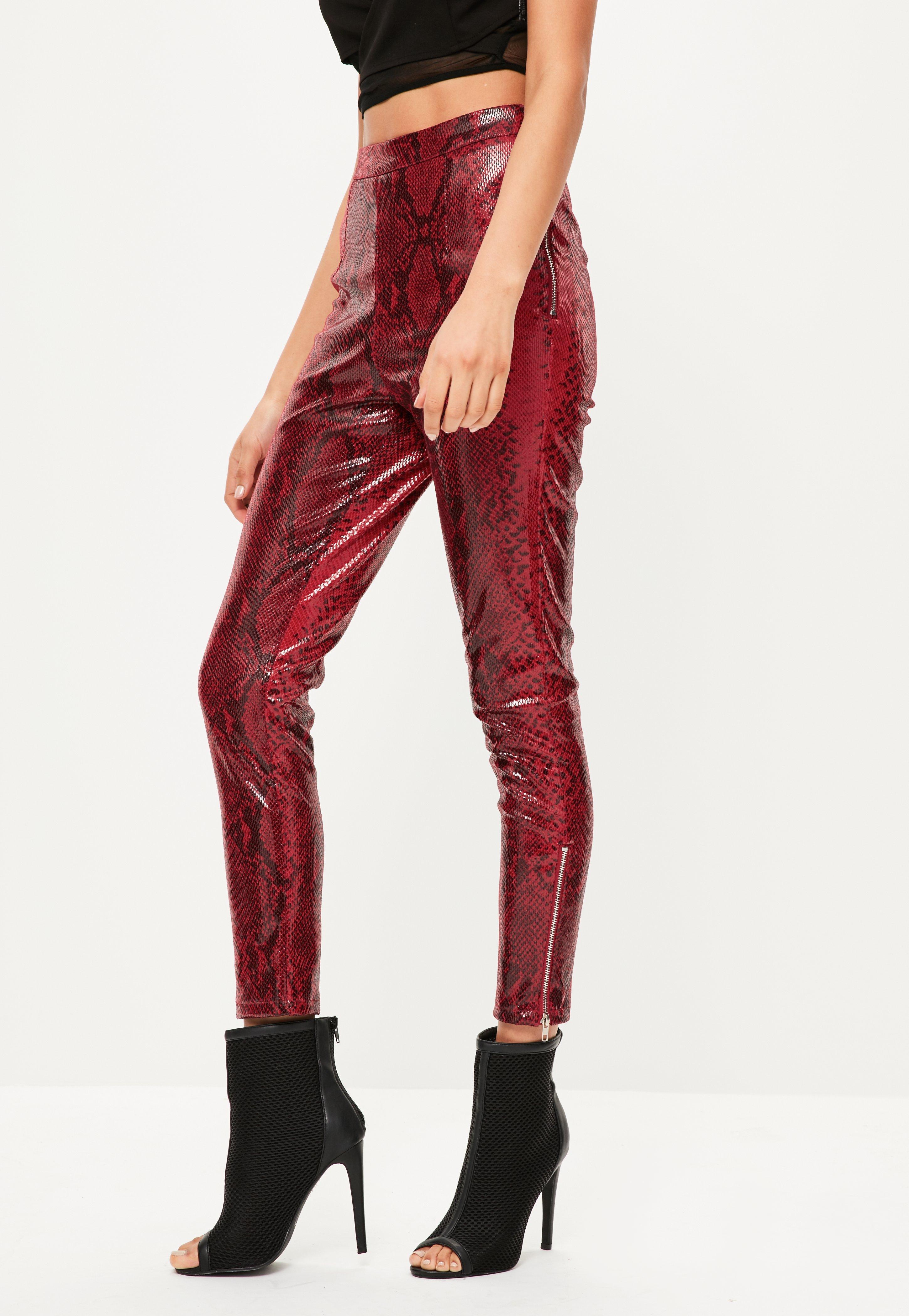 Faux Red Leather Leggings  International Society of Precision