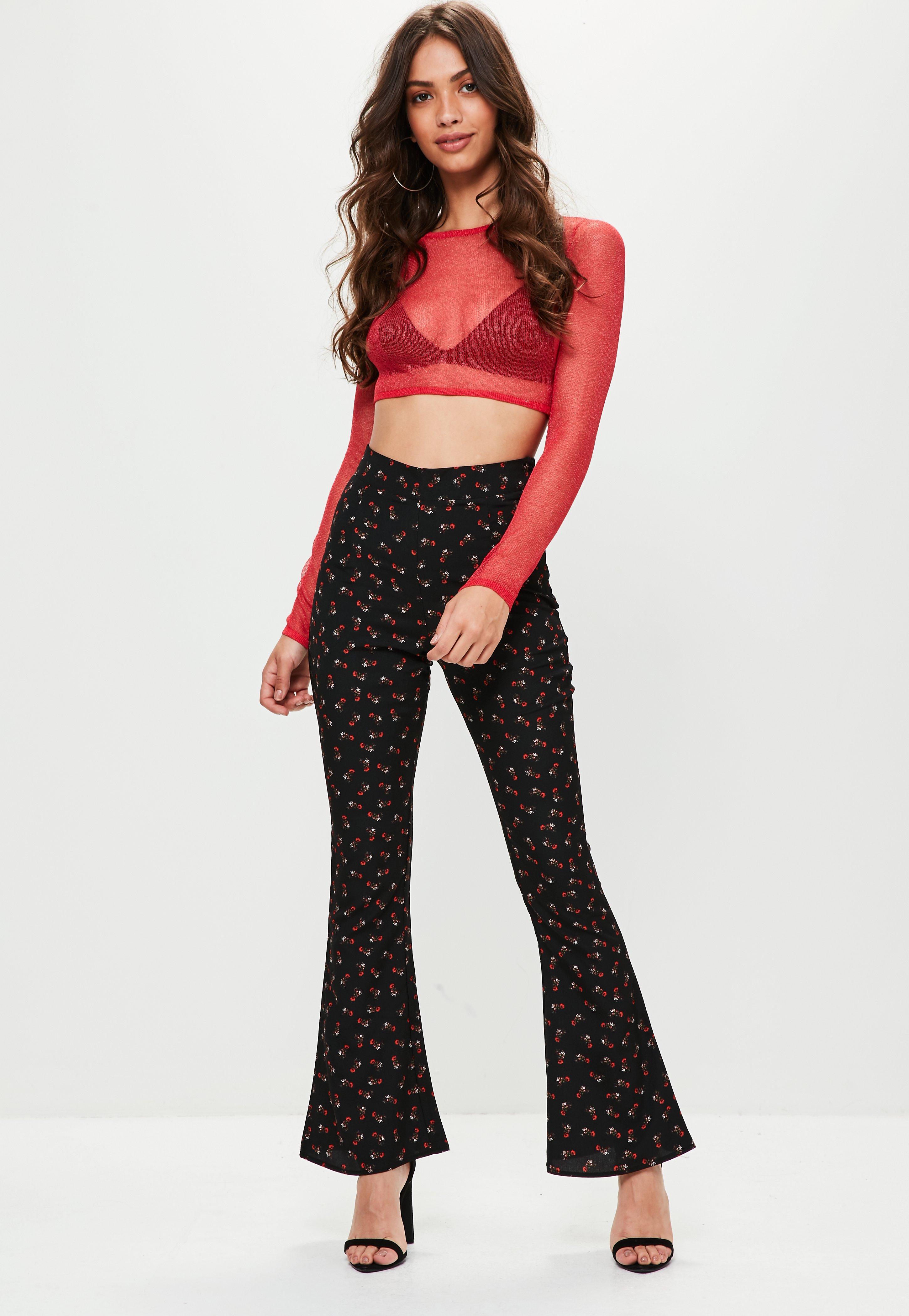 Lyst Missguided Red Sheer Knitted Super Crop Top in Red