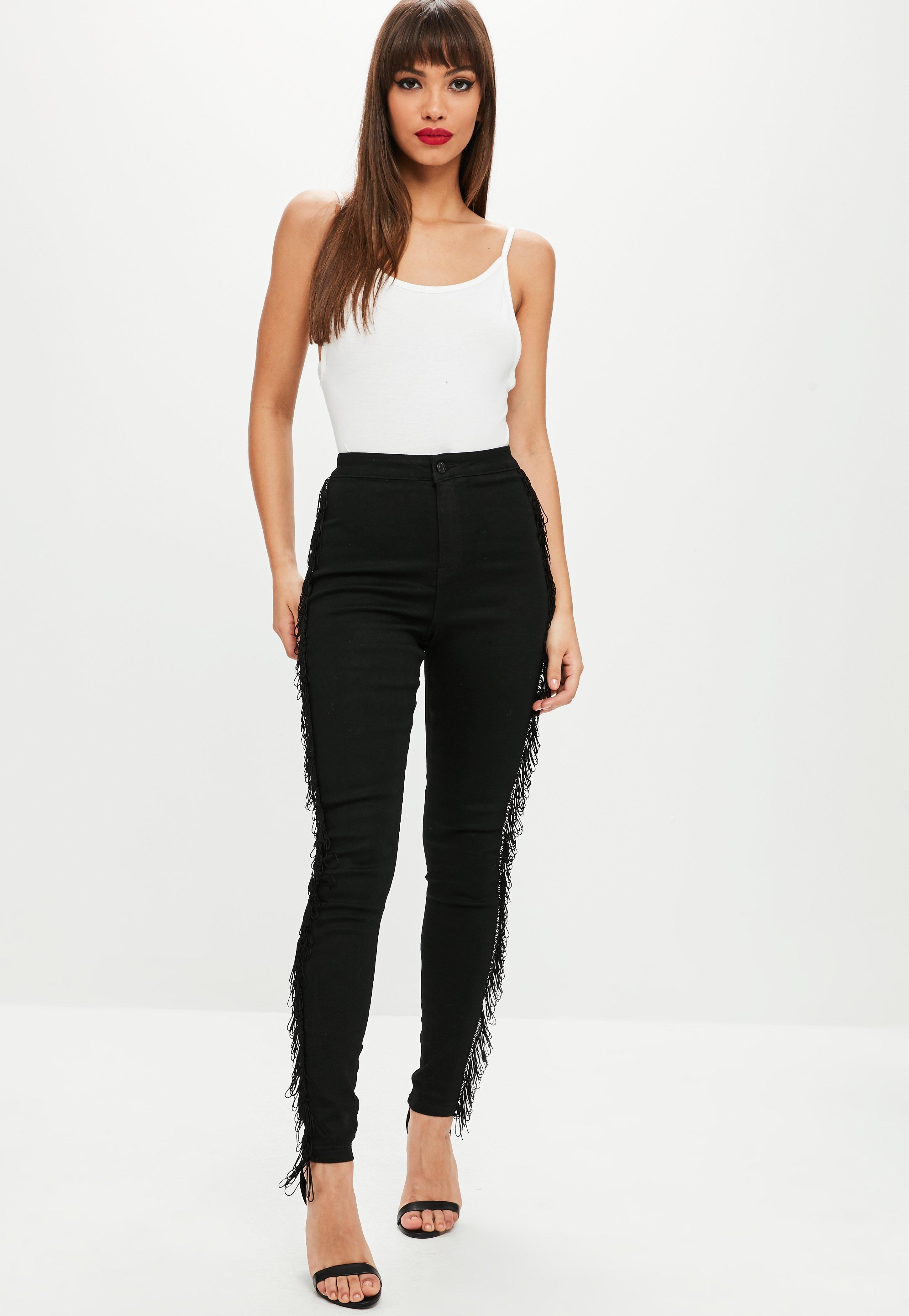 black jeans fringe